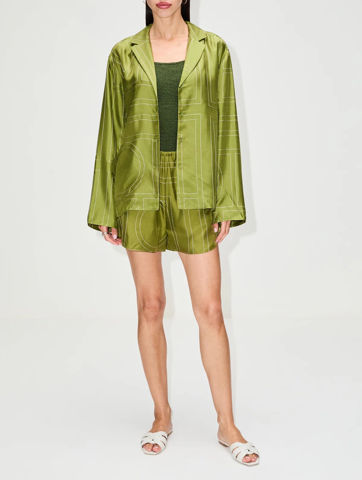 ♥️丝质刺绣短裤！人丝 SML