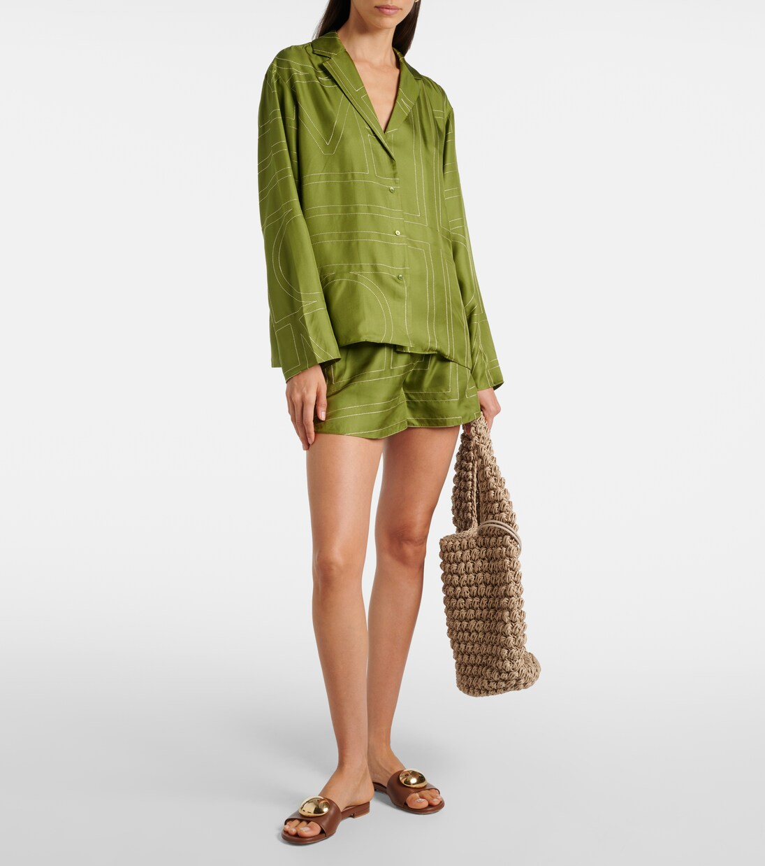 ♥️丝质刺绣短裤！人丝 SML