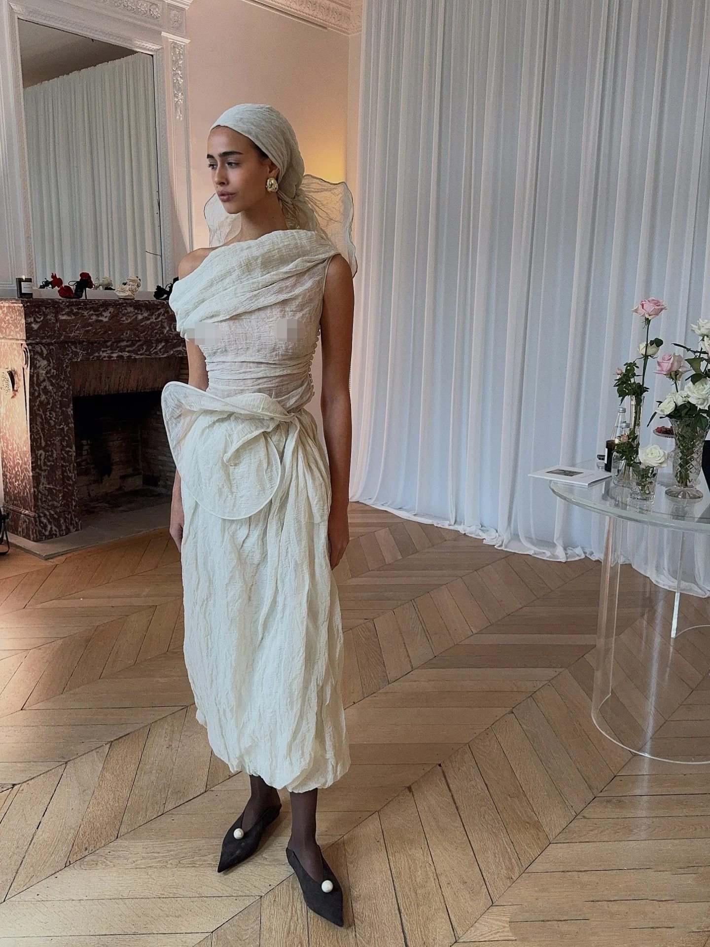 ❤️压褶纽花半裙！SML