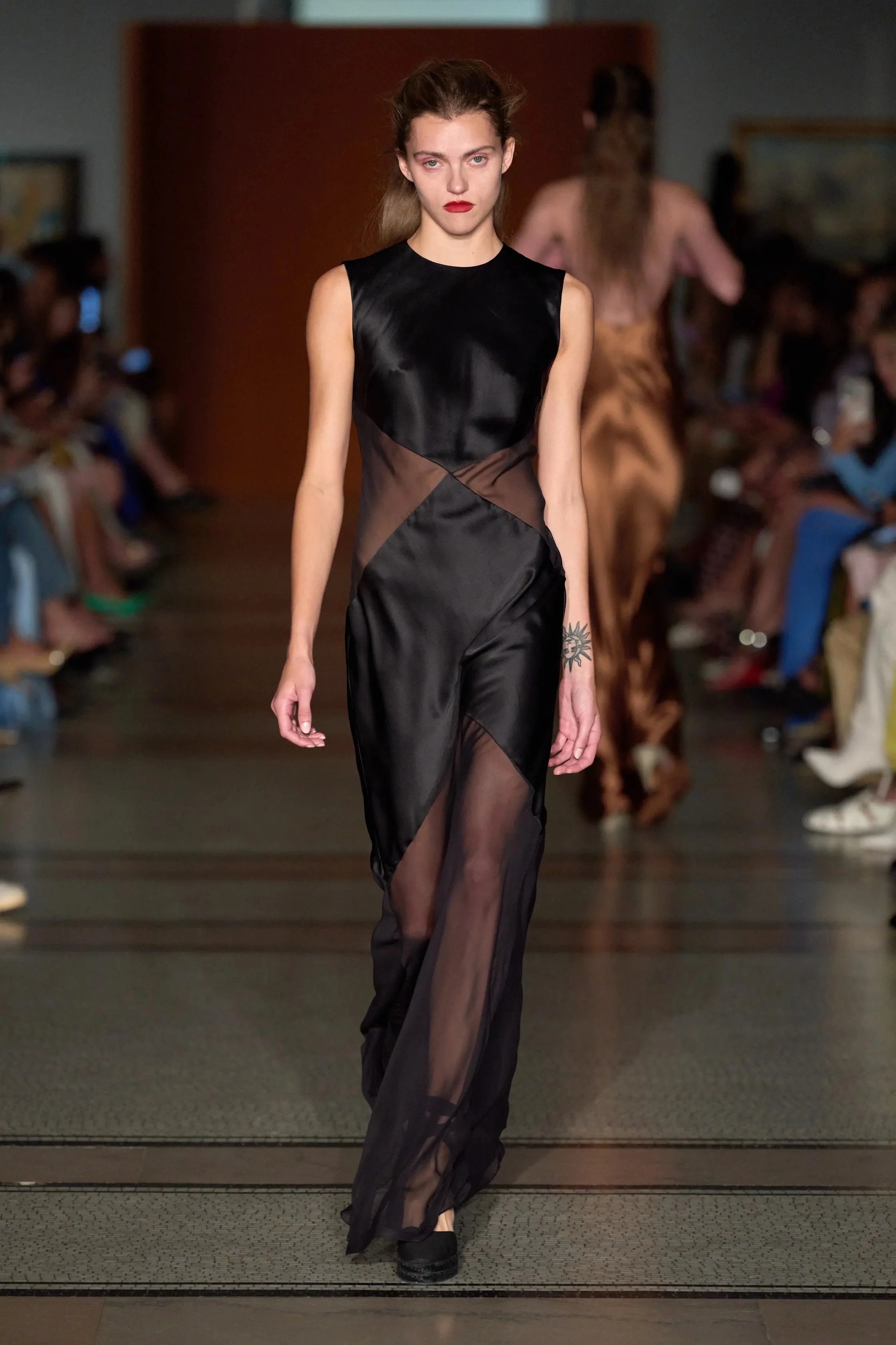 NO:419866,Satin-stitched perspective maxi dress dress!  SML, skirts,alexander wang19860909缎面拼接透视超长礼服连衣裙！SML,,skirts,alexander wang,Women's clothing