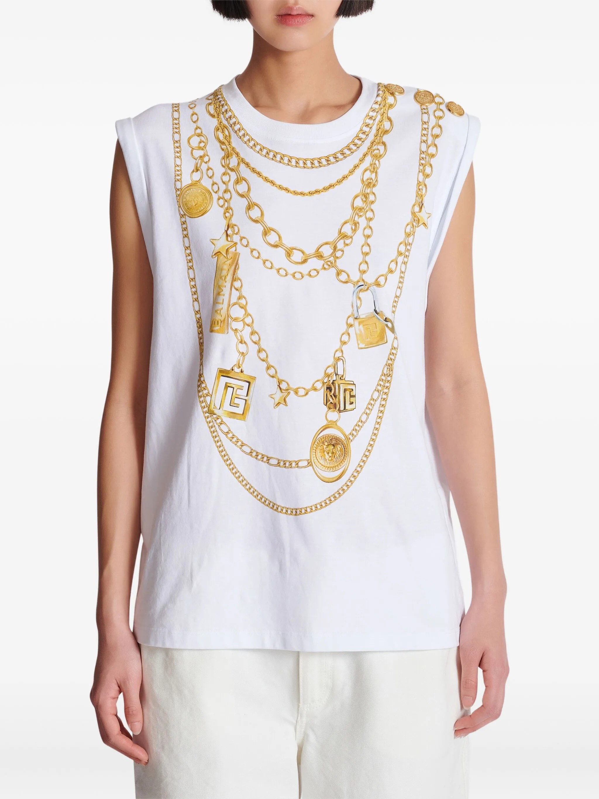 NO:429949,Printed shoulder button sleeveless T-shirt!  cotton SML, tees, t-shirt,alexander wang19860909印花肩扣无袖T恤！棉 SML,,tees，t-shirt,alexander wang,Women's clothing