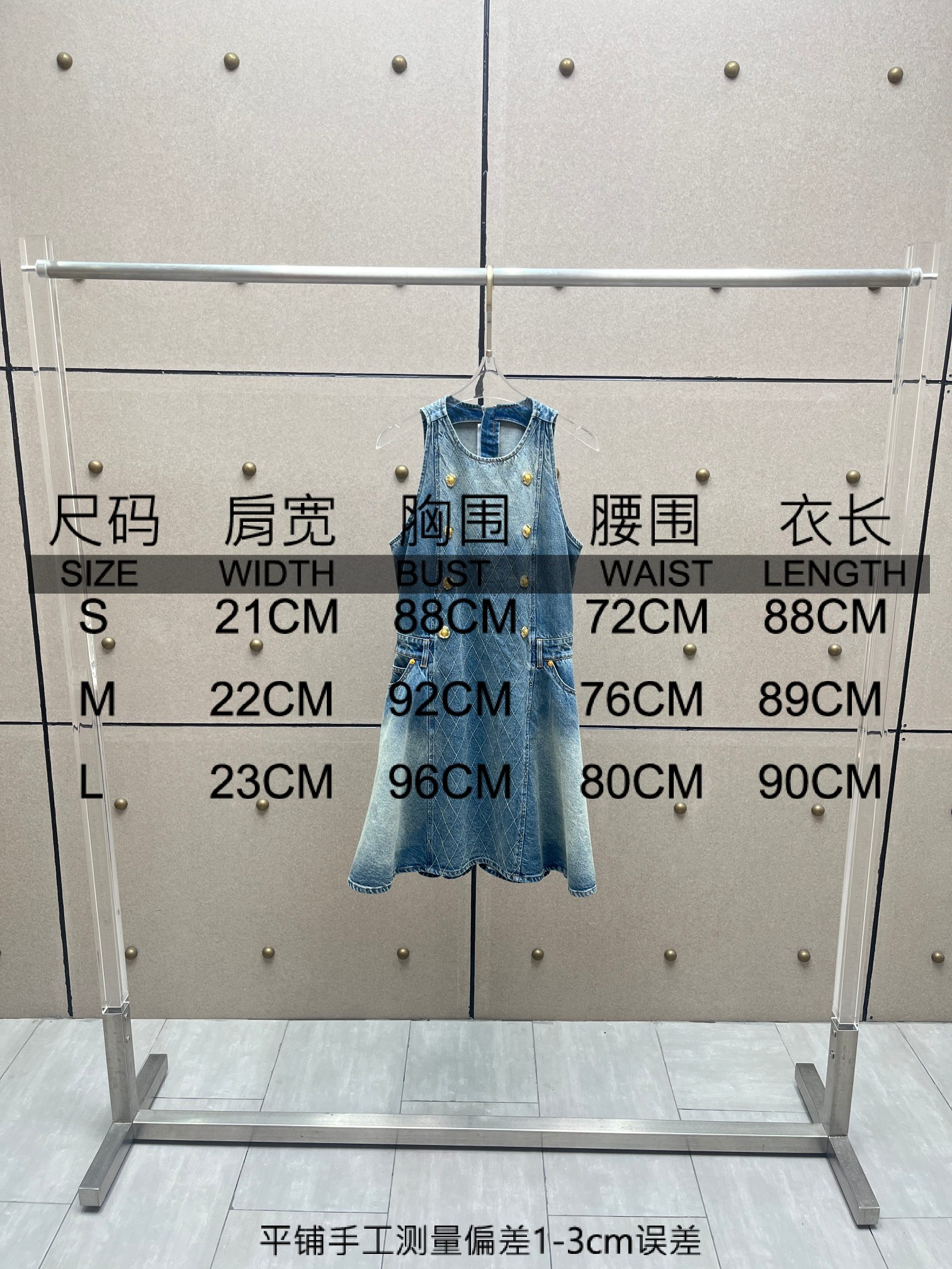 ❤️网格线牛仔连衣裙！棉 SML 
