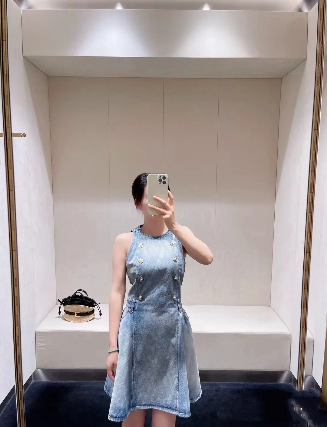 ❤️网格线牛仔连衣裙！棉 SML 