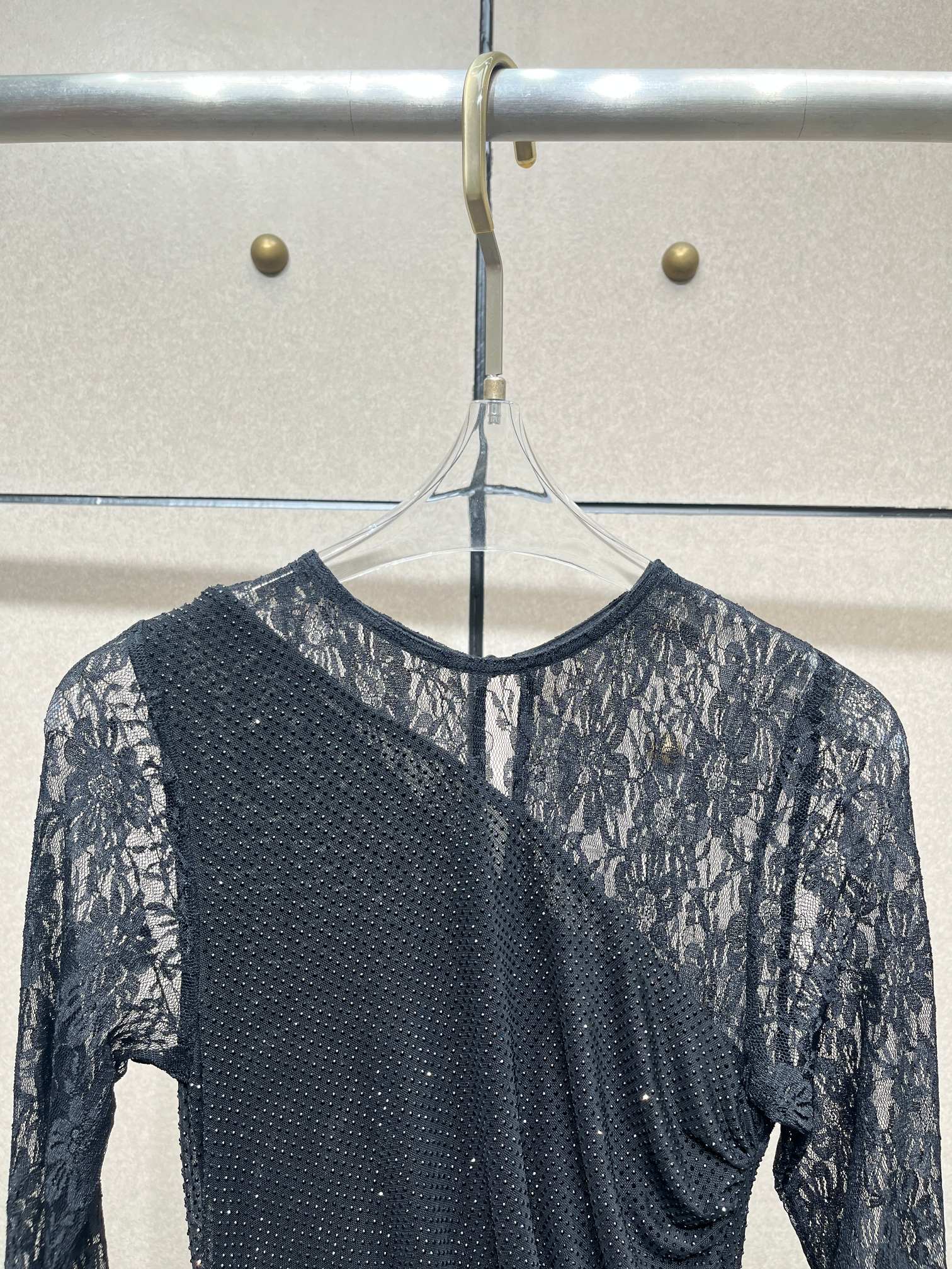 ❤️蕾丝拼接烫钻礼服裙！两色 SML