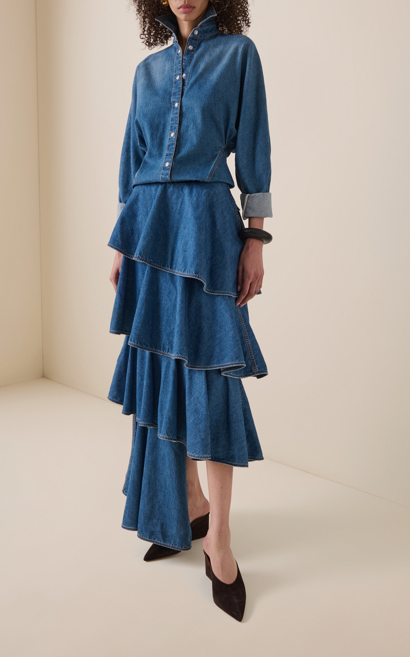 ❤️alai 洗水牛仔衬衫上衣！棉 SML