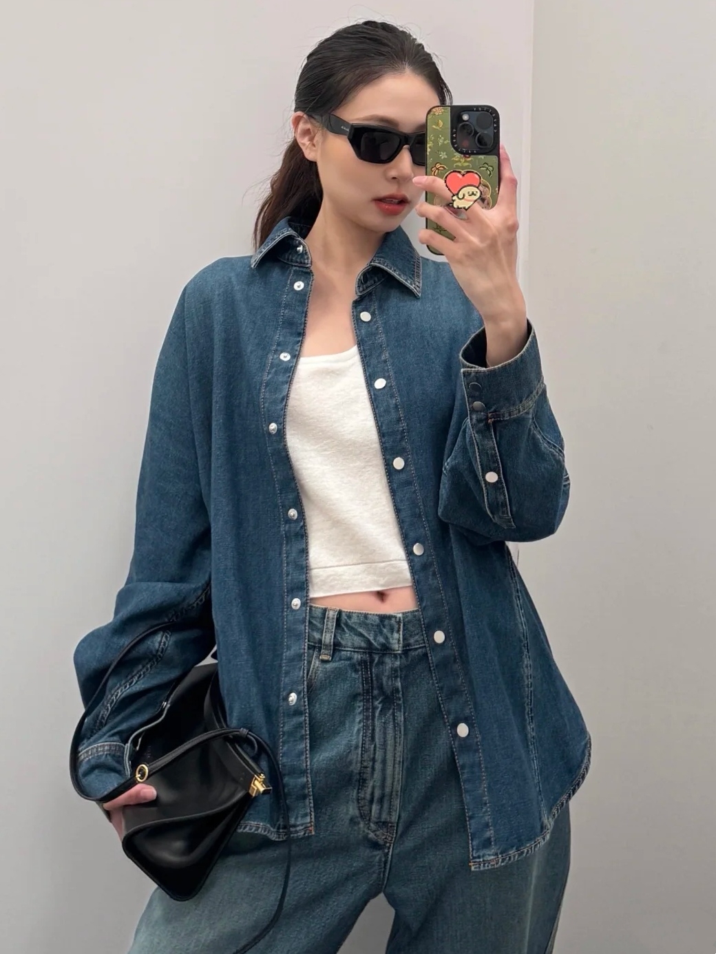 ❤️alai 洗水牛仔衬衫上衣！棉 SML