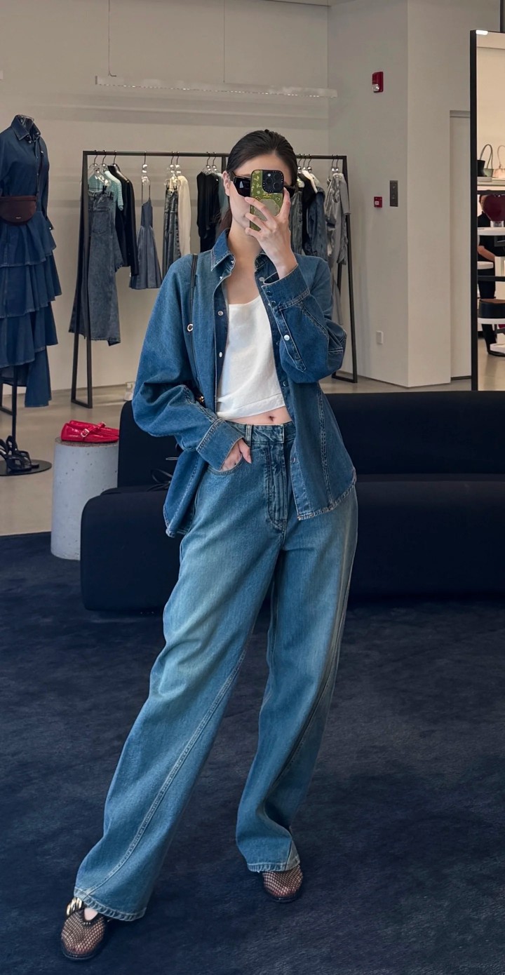 ❤️alai 洗水牛仔衬衫上衣！棉 SML