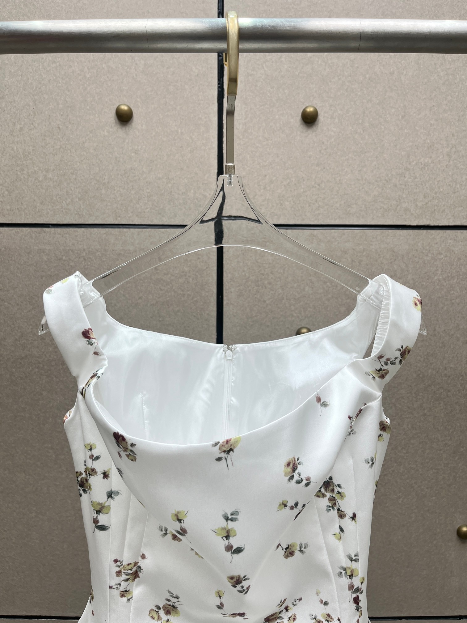 ❤️magda 缎面印花露肩小礼服连衣裙！SML