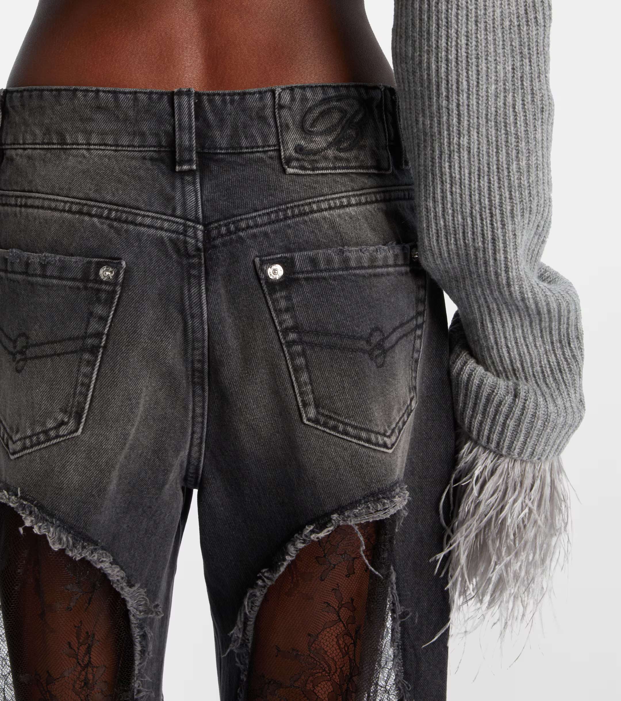 ❤️blum透视蕾丝拼接牛仔裤！棉 SML 