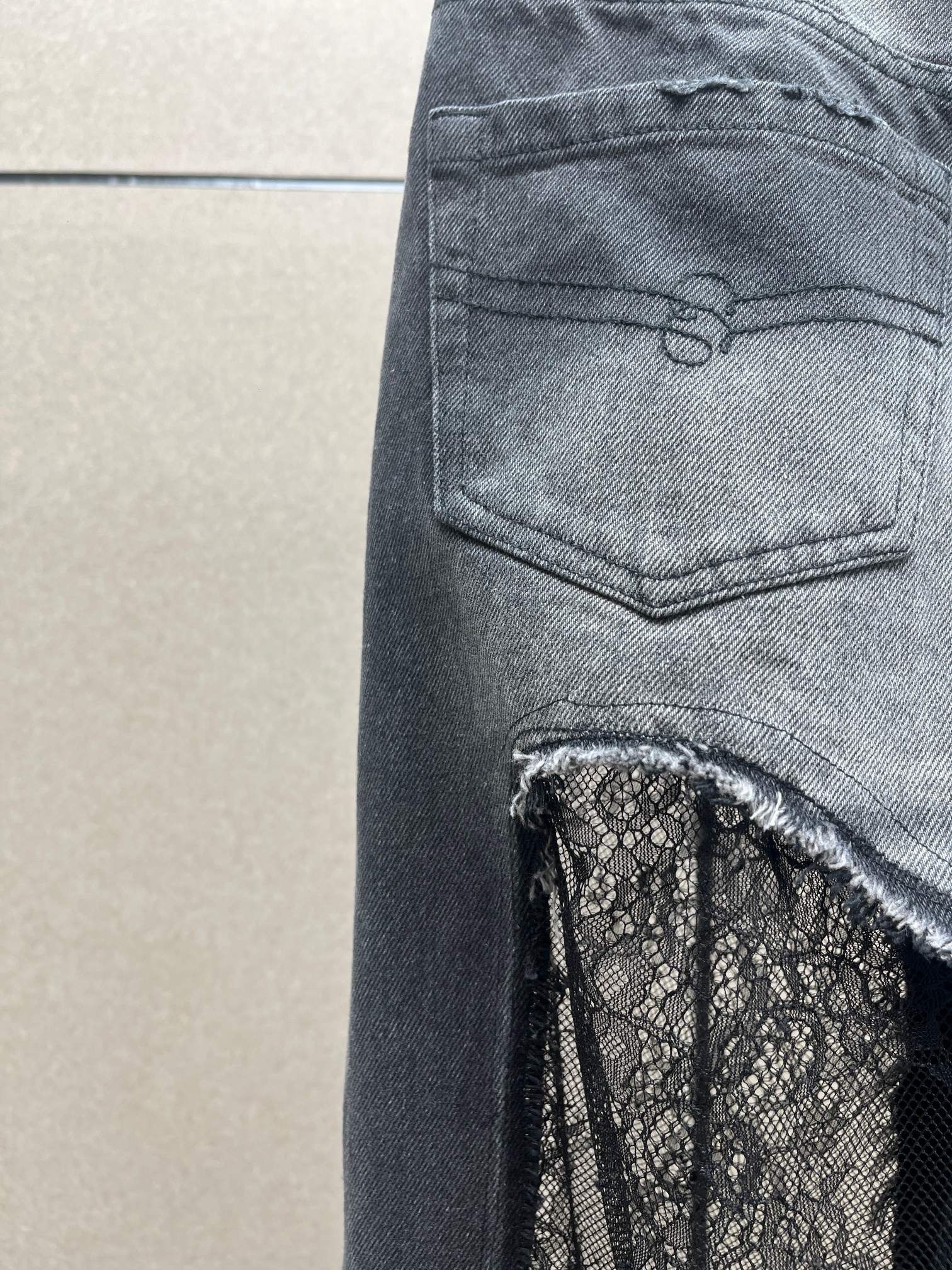 ❤️blum透视蕾丝拼接牛仔裤！棉 SML 