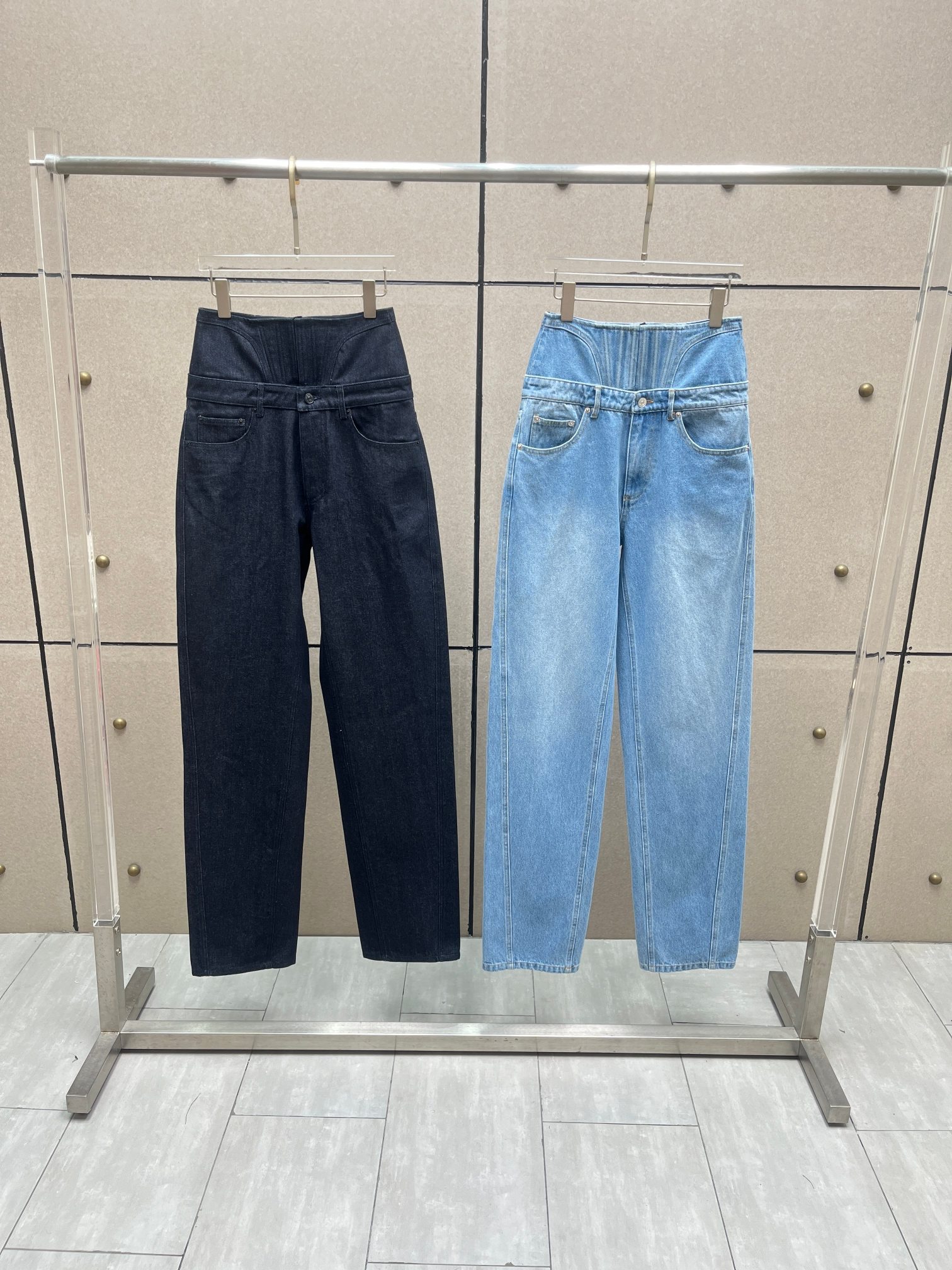❤️mugl 鱼骨双腰牛仔裤！棉 两色 SML