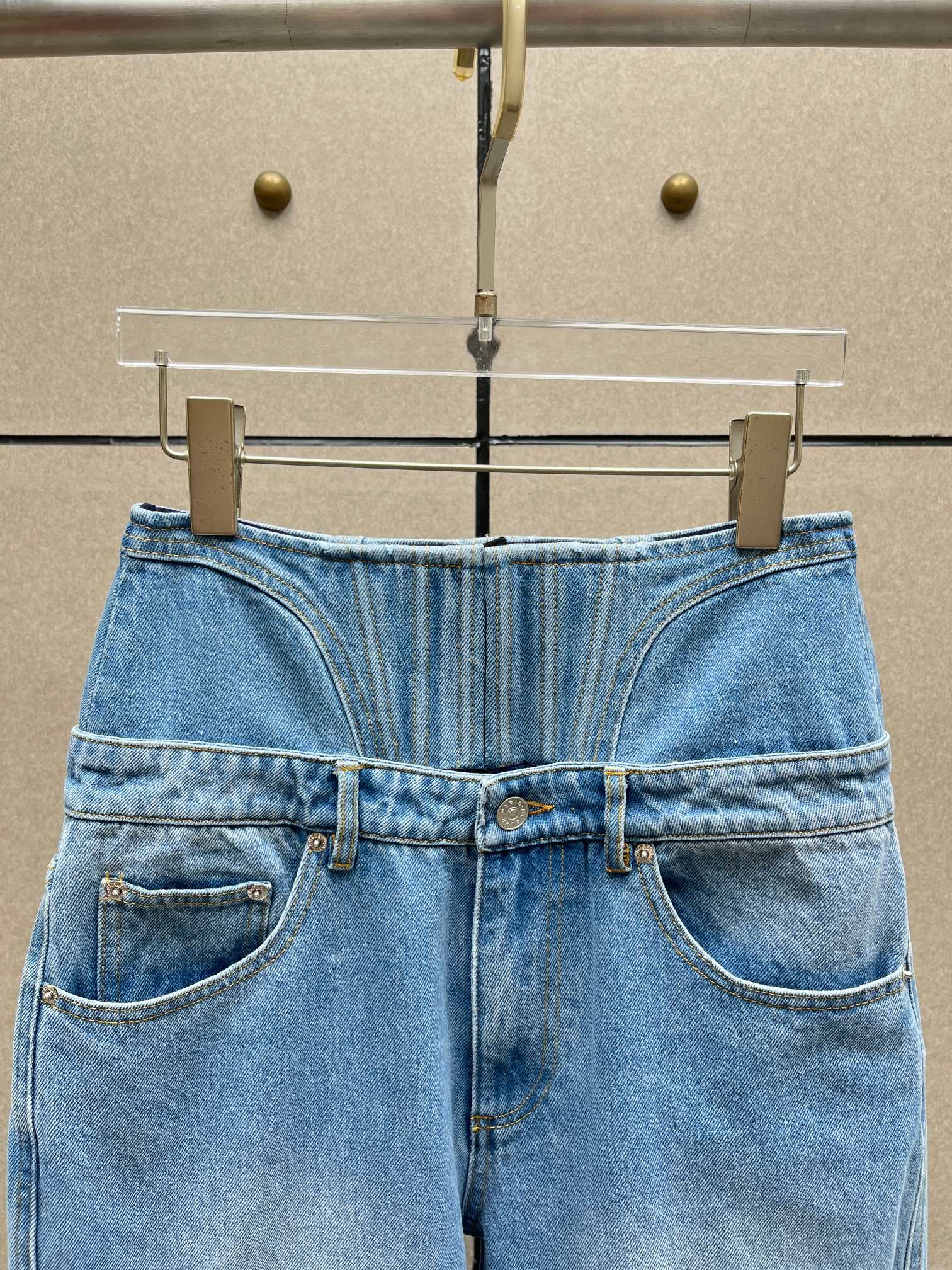 ❤️mugl 鱼骨双腰牛仔裤！棉 两色 SML