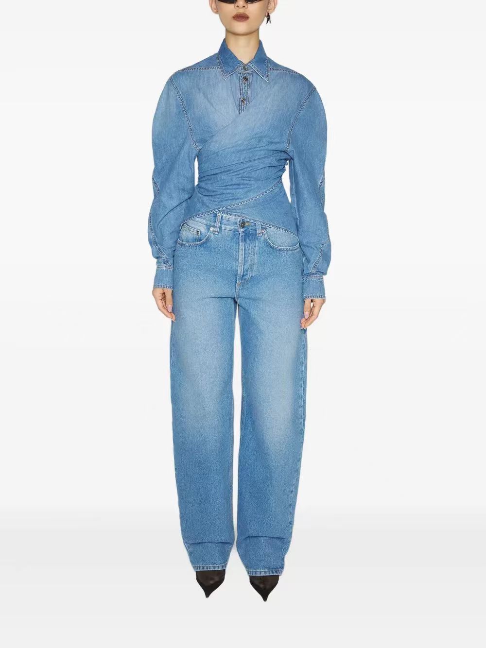 ❤️mugl 鱼骨双腰牛仔裤！棉 两色 SML