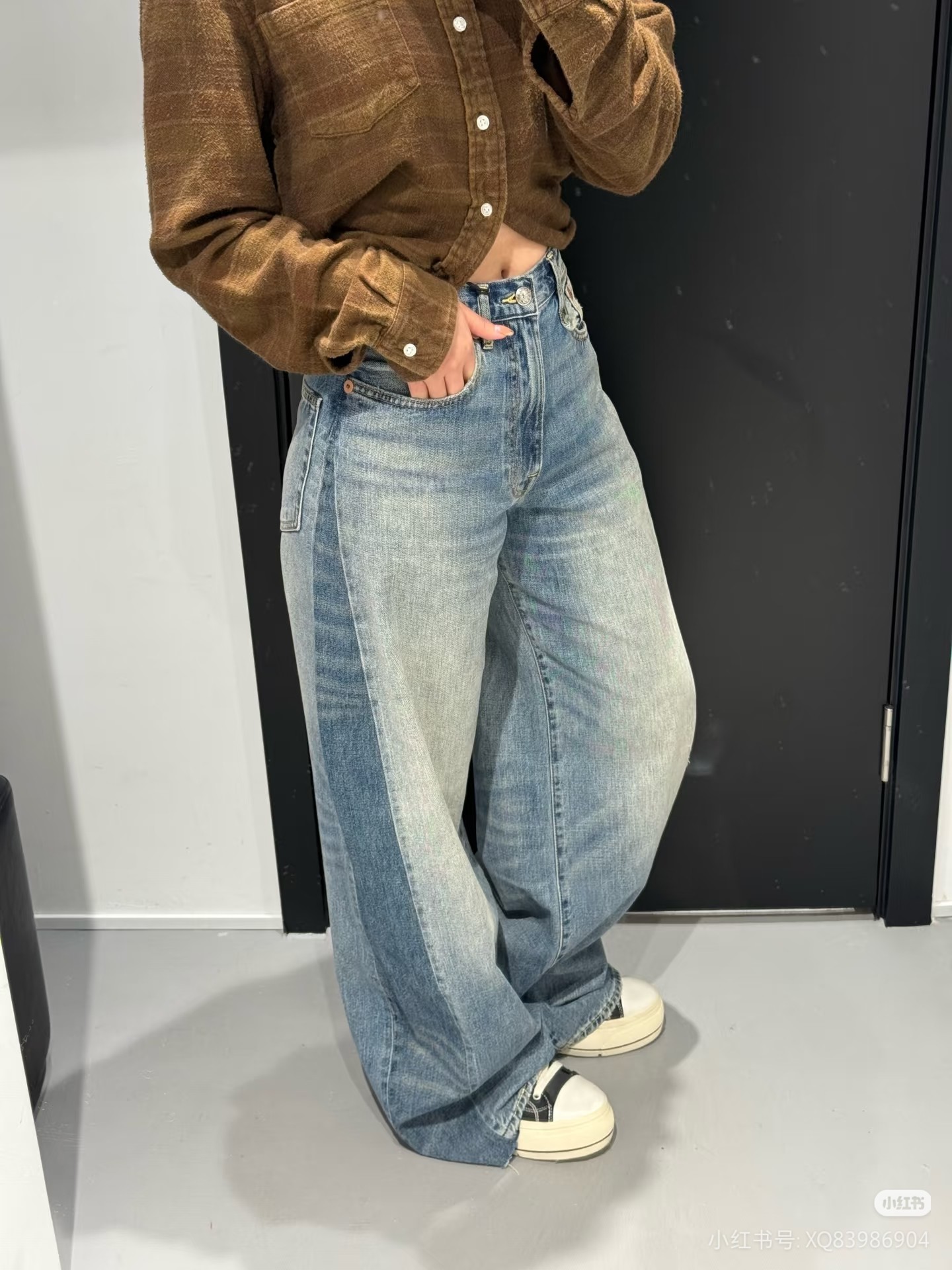 ❤️撞色宽松牛仔裤！棉 SML