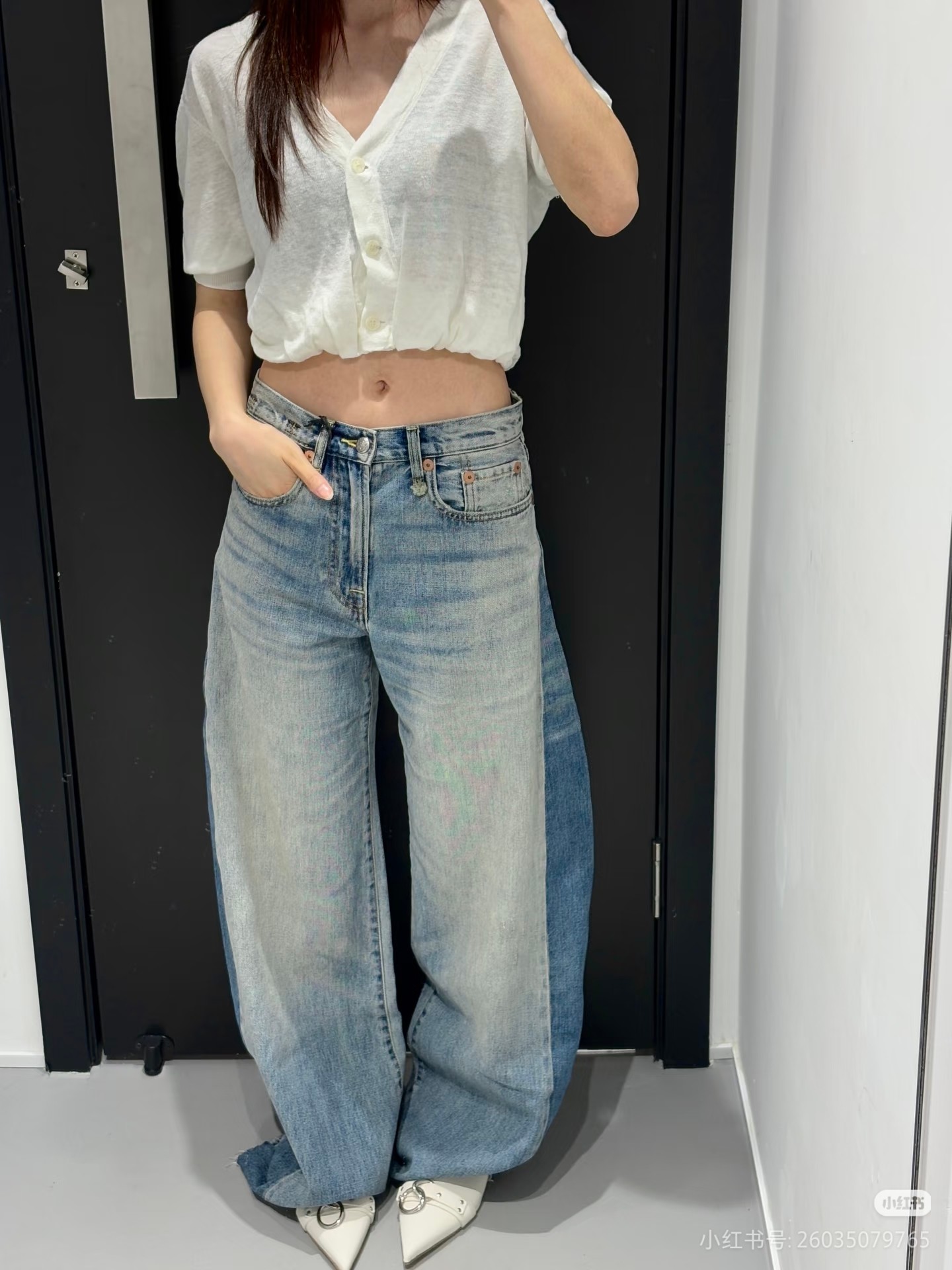 NO:504373,Contrasting loose jeans!  cotton SML, jeans,alexander wang19860909撞色宽松牛仔裤！棉 SML,,jeans,alexander wang,Women's clothing