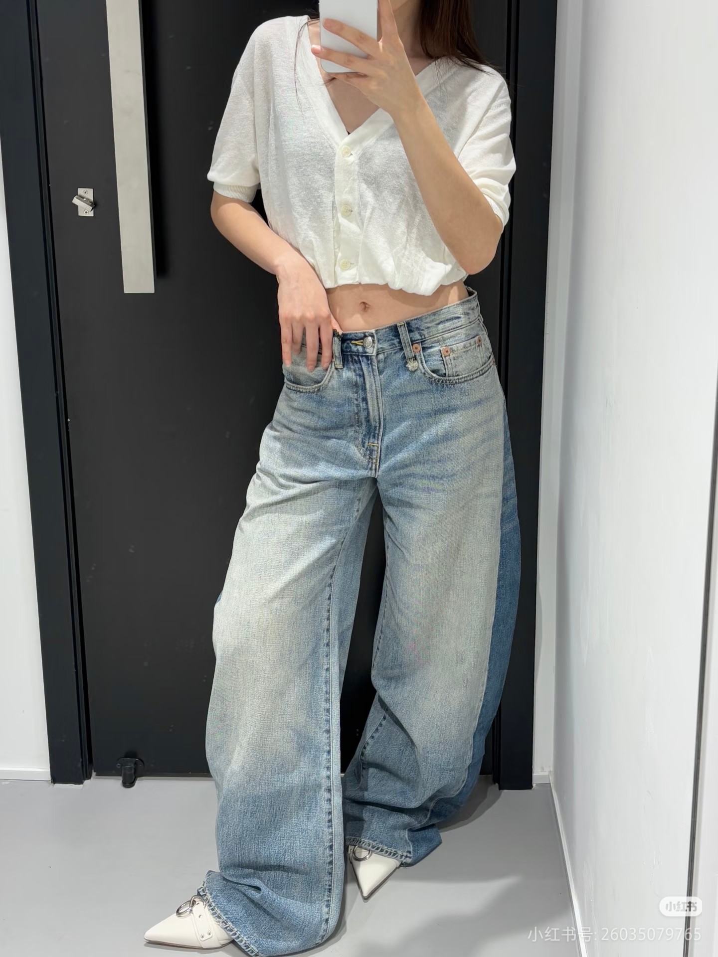 ❤️撞色宽松牛仔裤！棉 SML