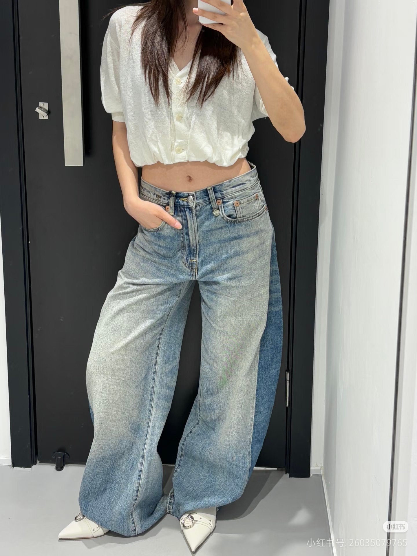 ❤️撞色宽松牛仔裤！棉 SML