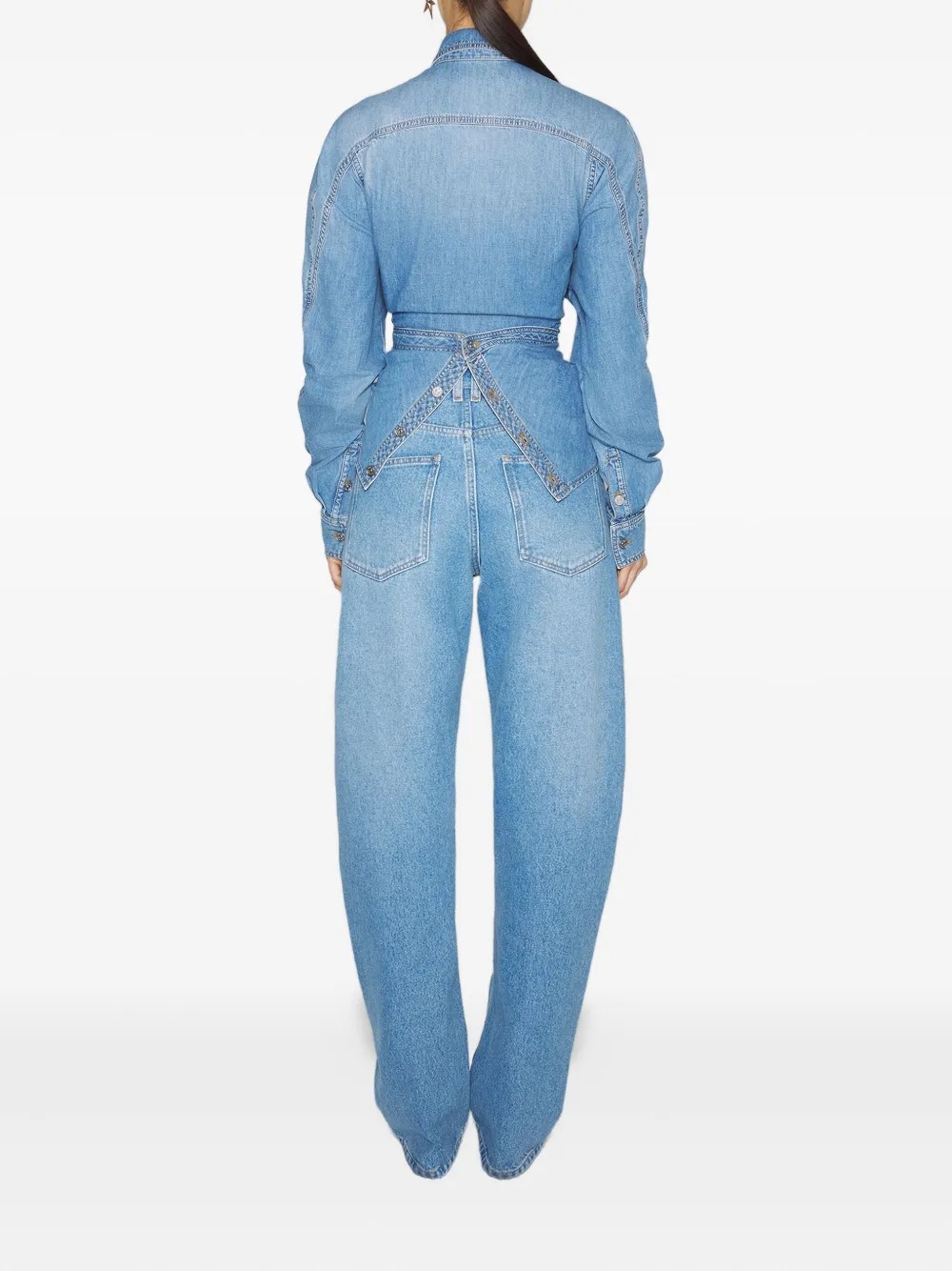 ❤️mugle 交叉系扣牛仔上衣！棉 两色