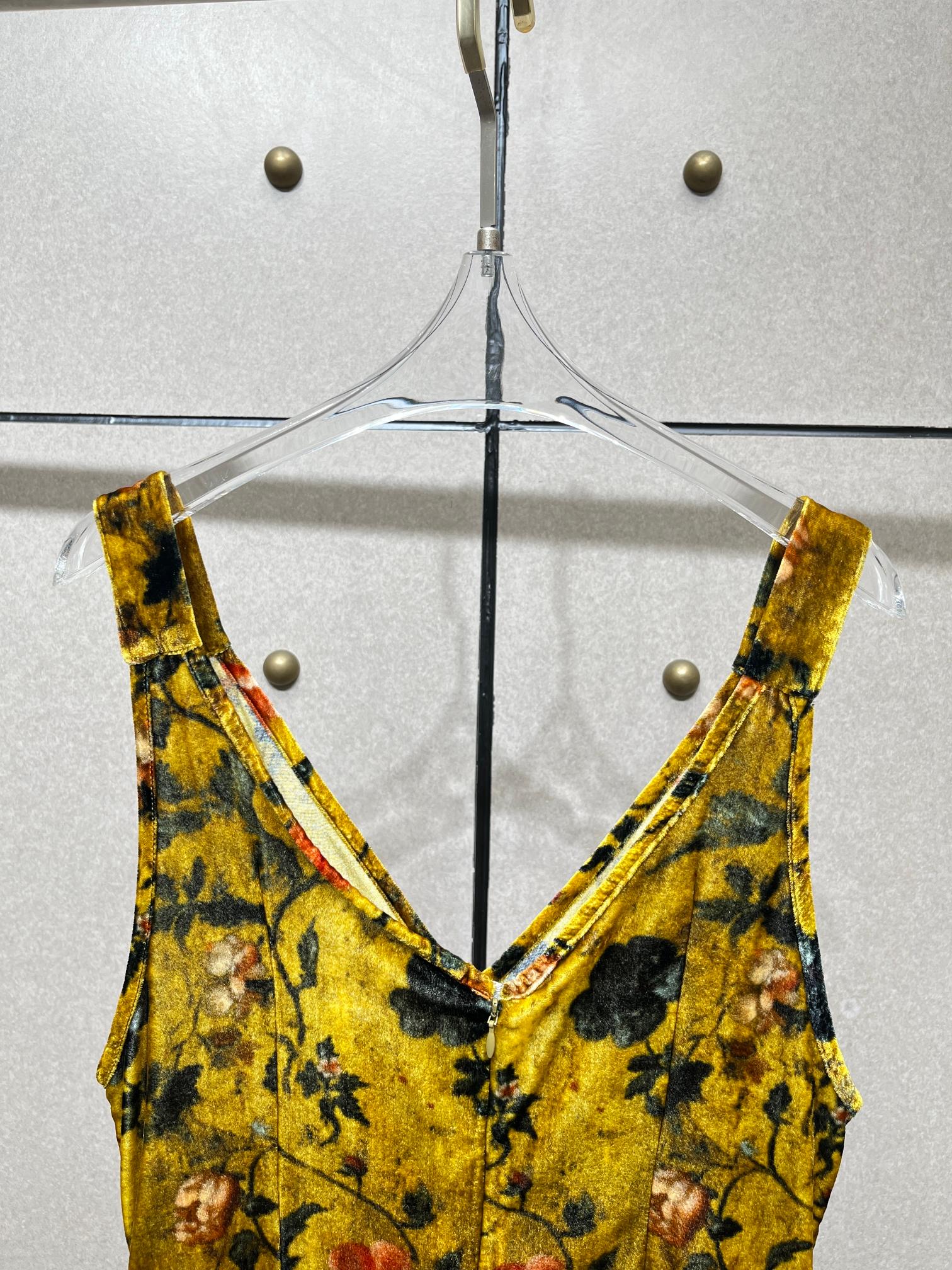 ❤️金丝绒印花连衣裙！粘胶纤维 SML