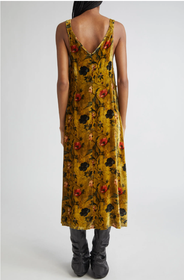 ❤️金丝绒印花连衣裙！粘胶纤维 SML