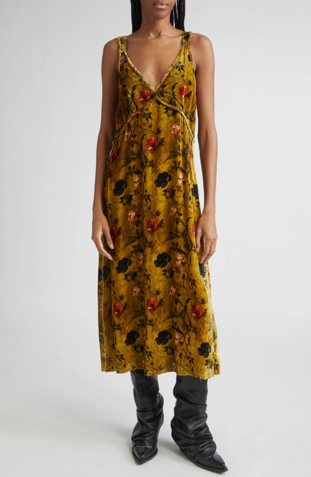 ❤️金丝绒印花连衣裙！粘胶纤维 SML