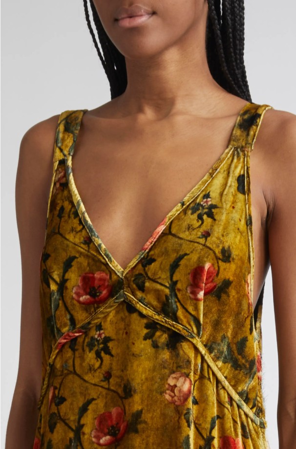 ❤️金丝绒印花连衣裙！粘胶纤维 SML