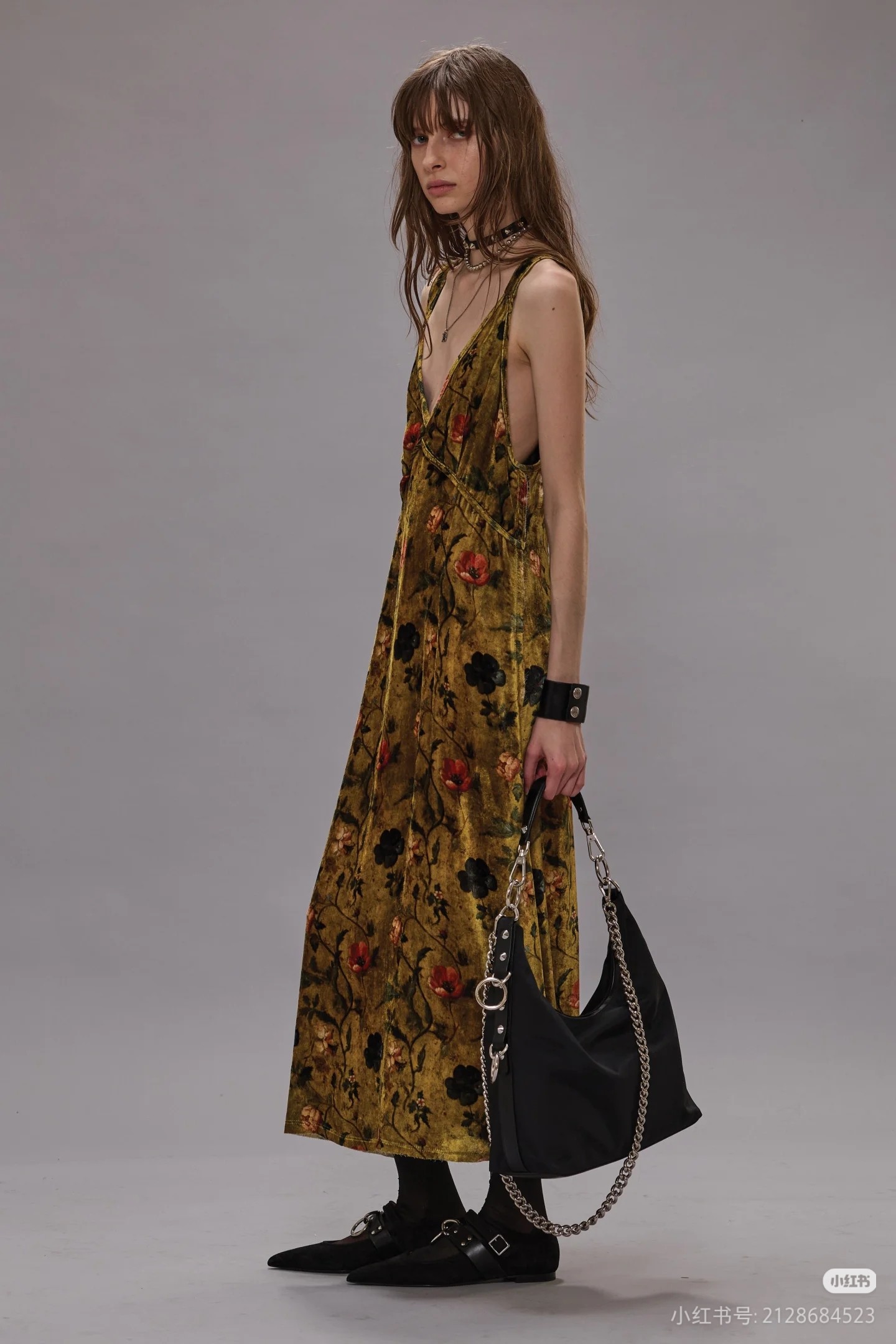 ❤️金丝绒印花连衣裙！粘胶纤维 SML