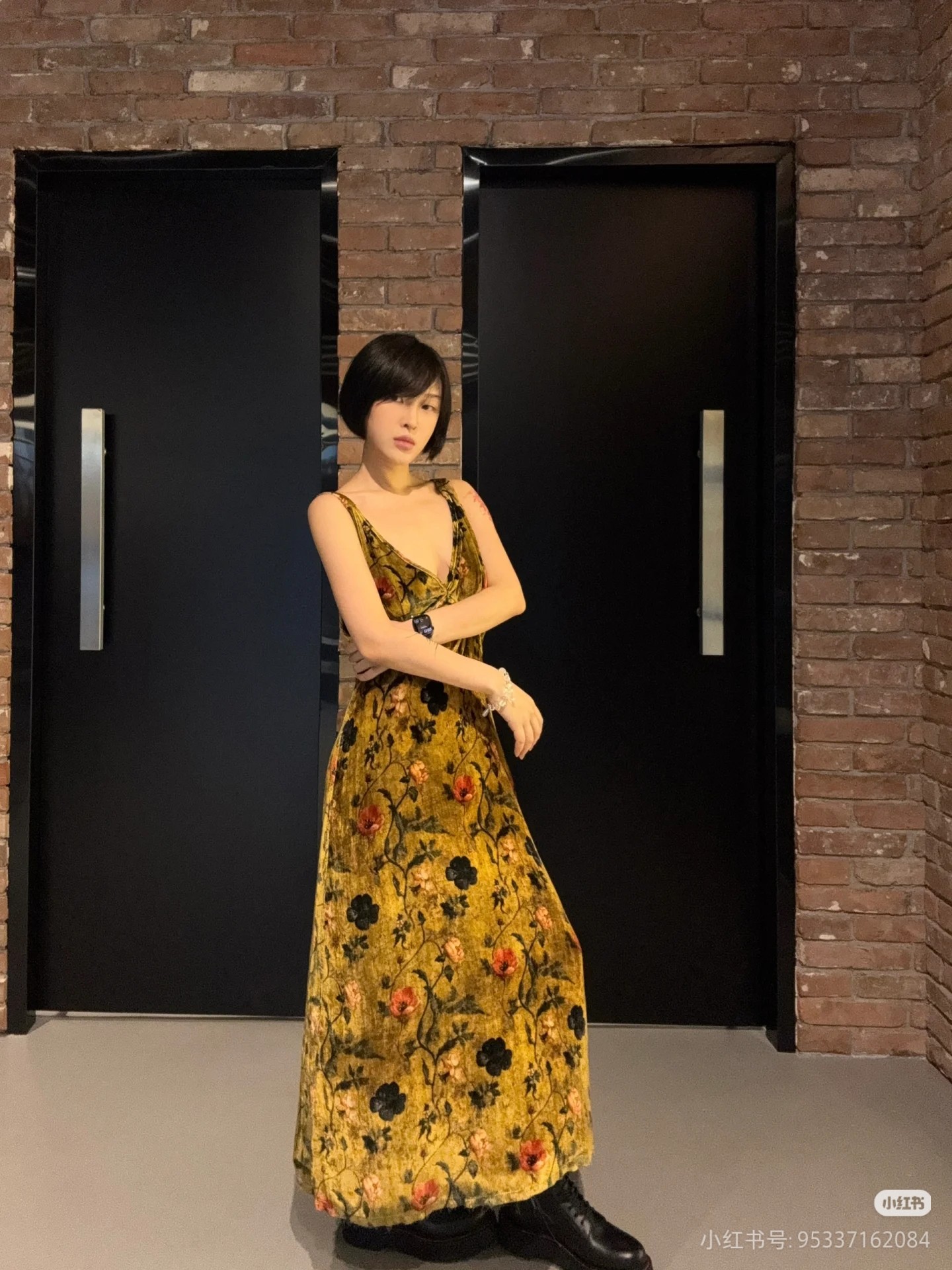 ❤️金丝绒印花连衣裙！粘胶纤维 SML