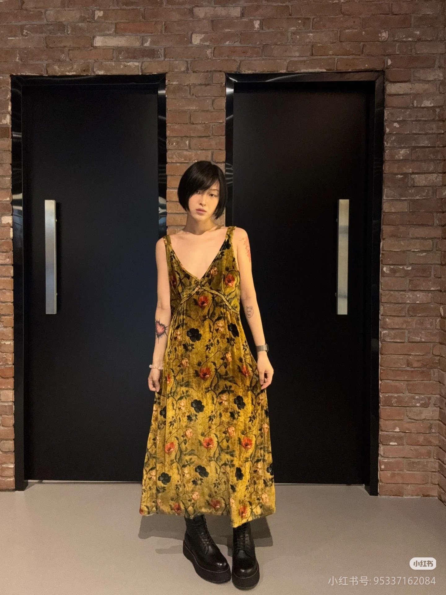 ❤️金丝绒印花连衣裙！粘胶纤维 SML