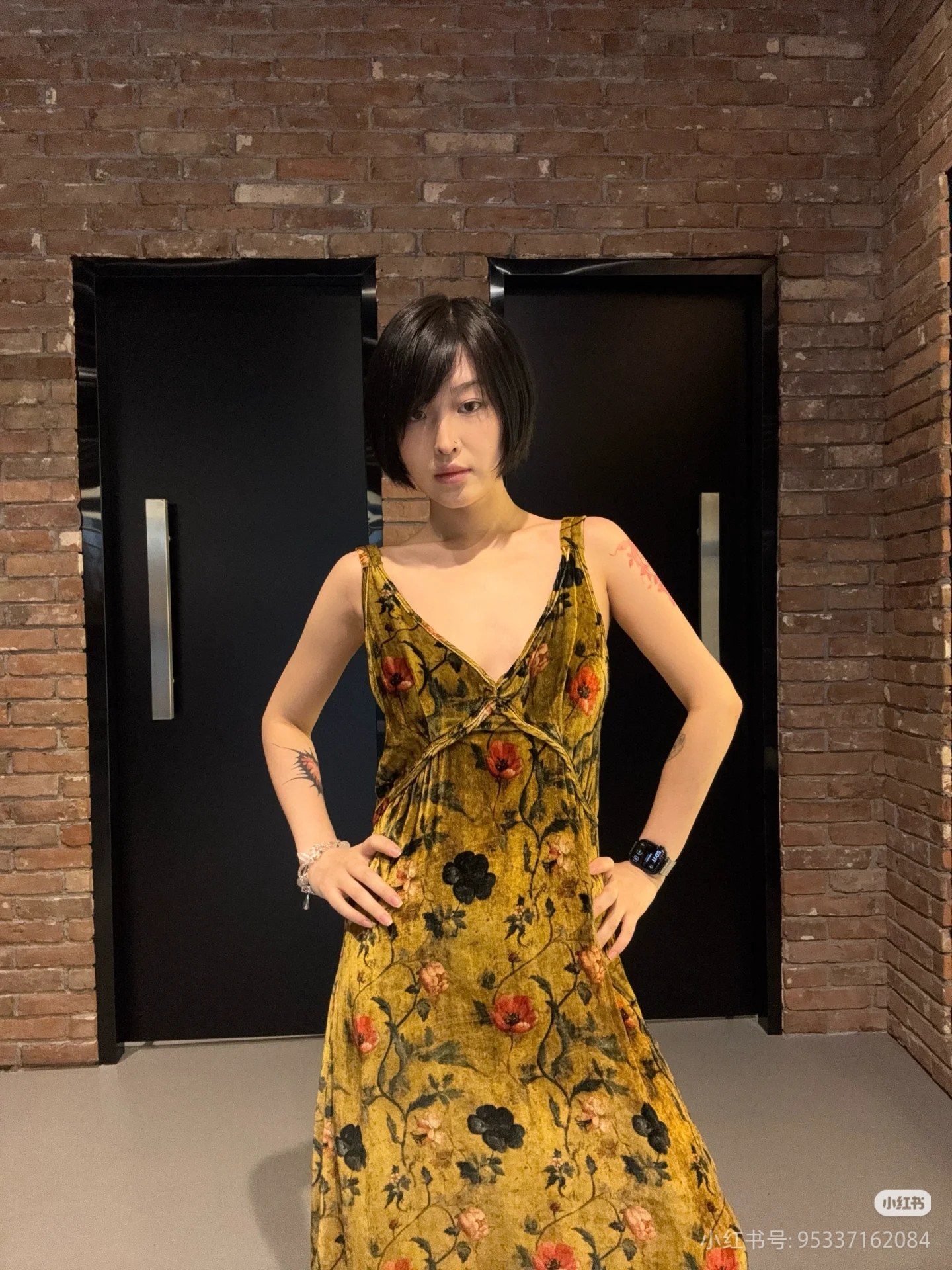 ❤️金丝绒印花连衣裙！粘胶纤维 SML