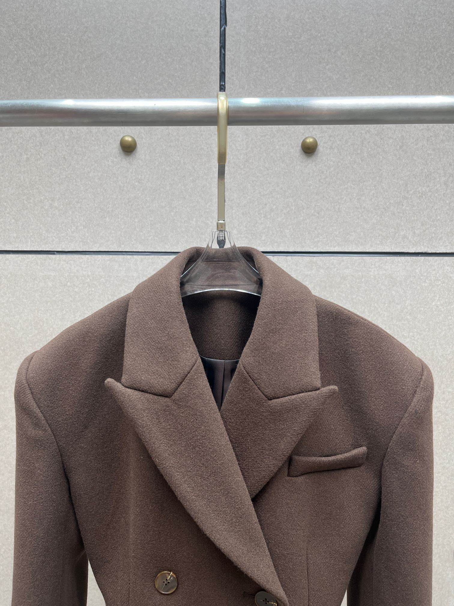 ❤️巧克力色羊毛呢西装外套！羊毛 SML
