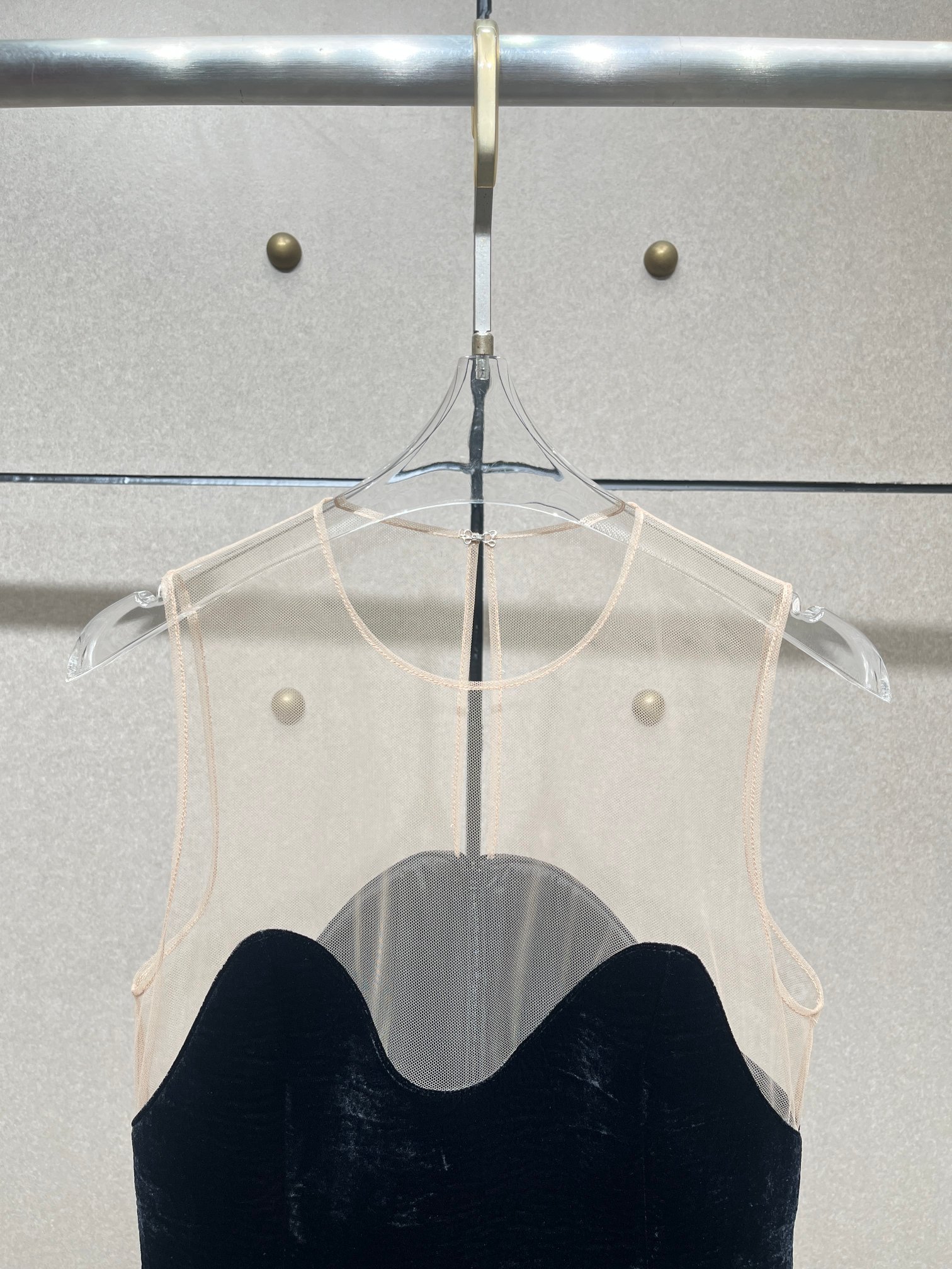 ❤️david 网布拼接丝绒连衣裙！SML