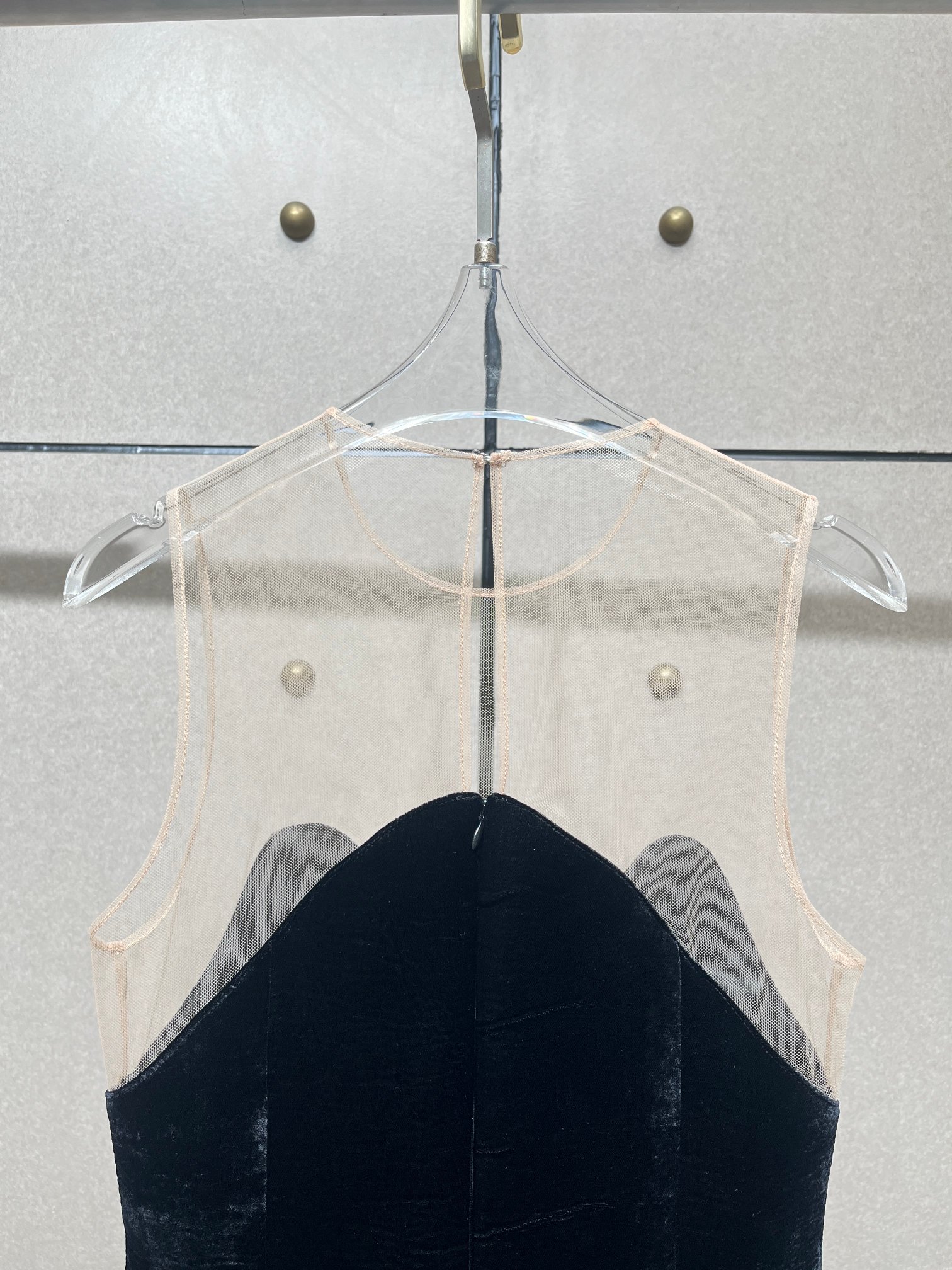 ❤️david 网布拼接丝绒连衣裙！SML