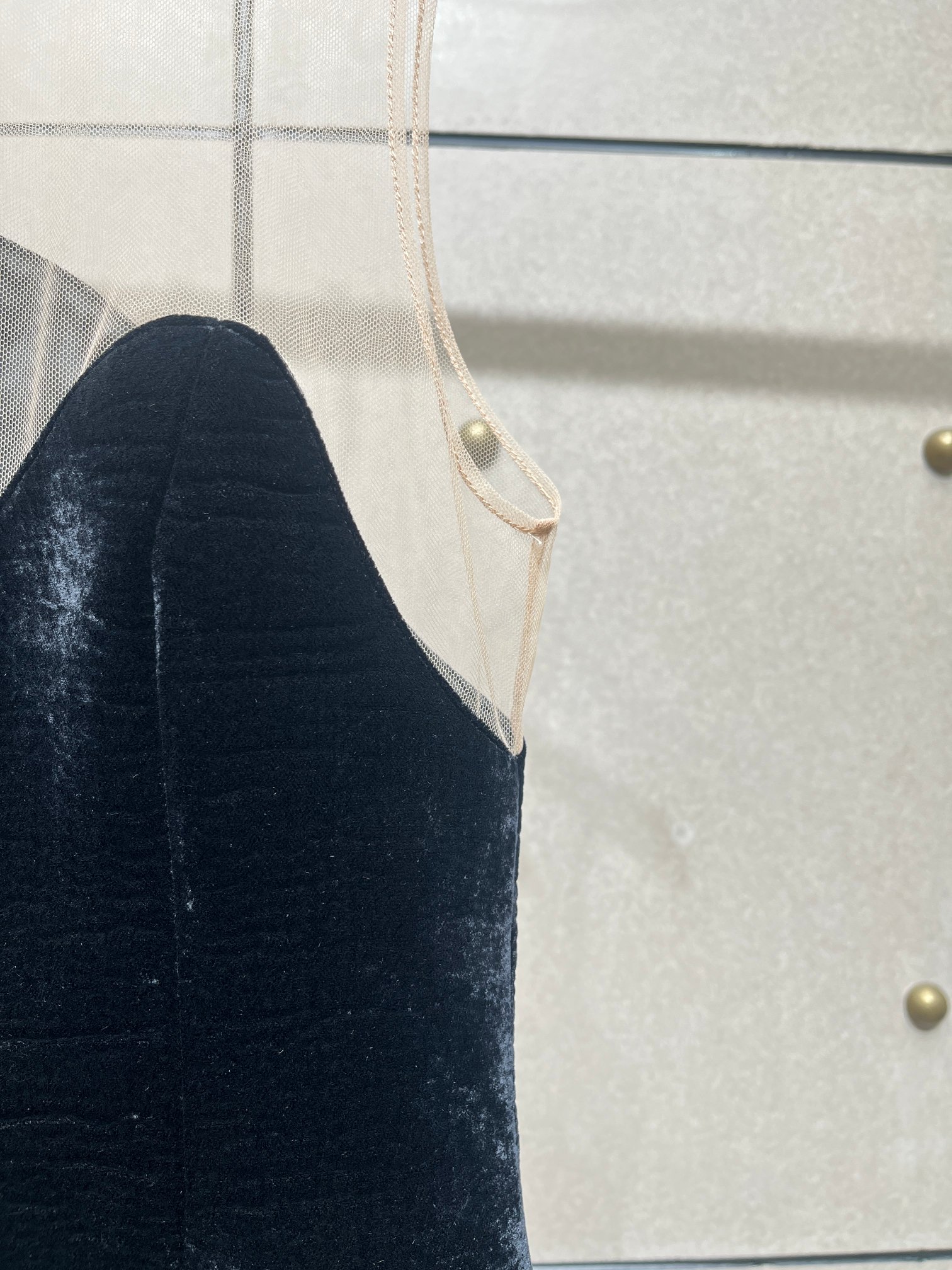 ❤️david 网布拼接丝绒连衣裙！SML