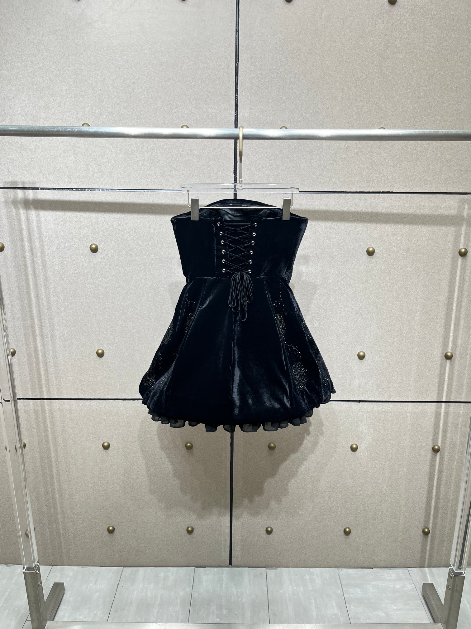 ❤️丝绒绑带烫钻连衣裙！SML