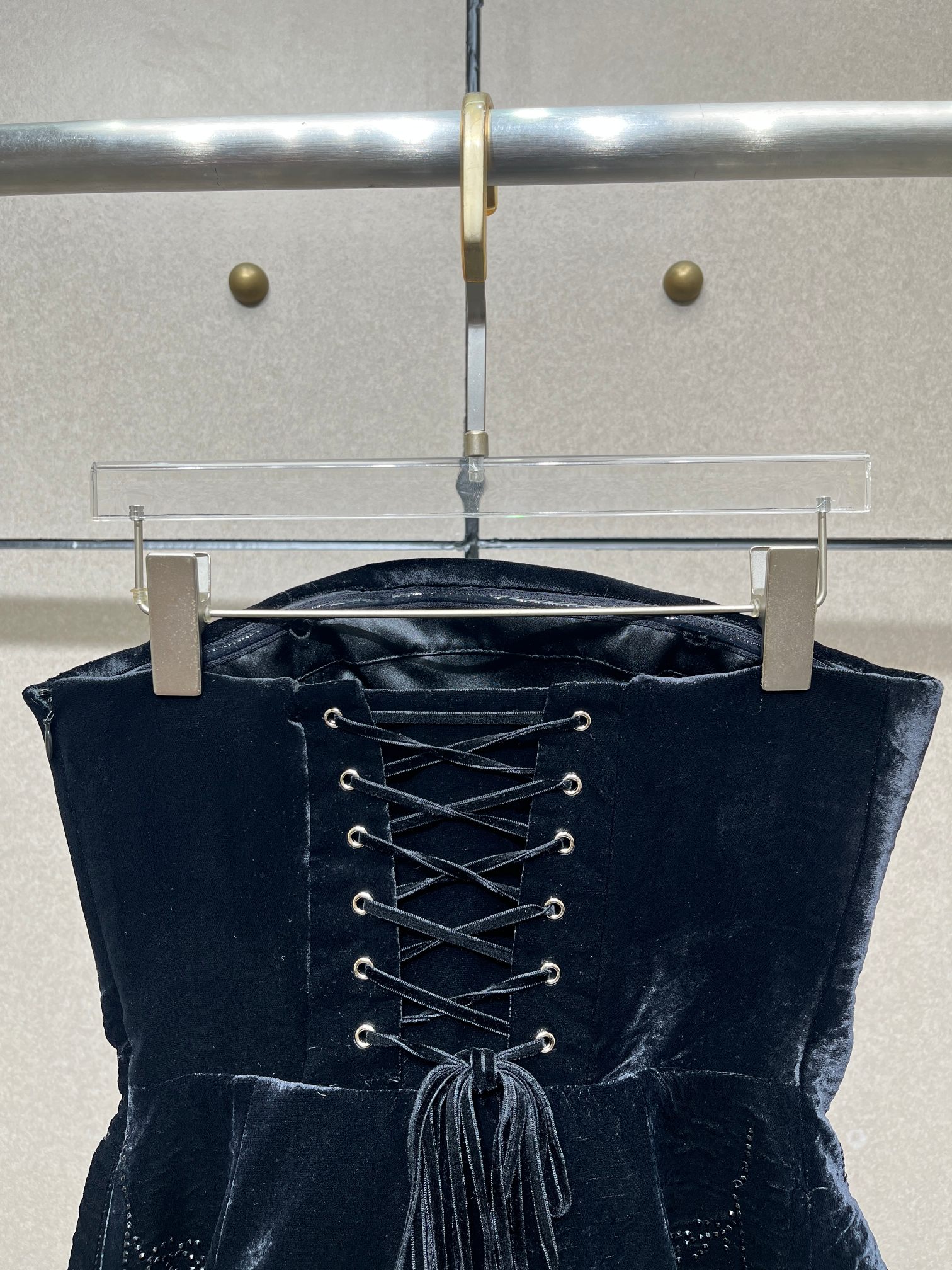 ❤️丝绒绑带烫钻连衣裙！SML