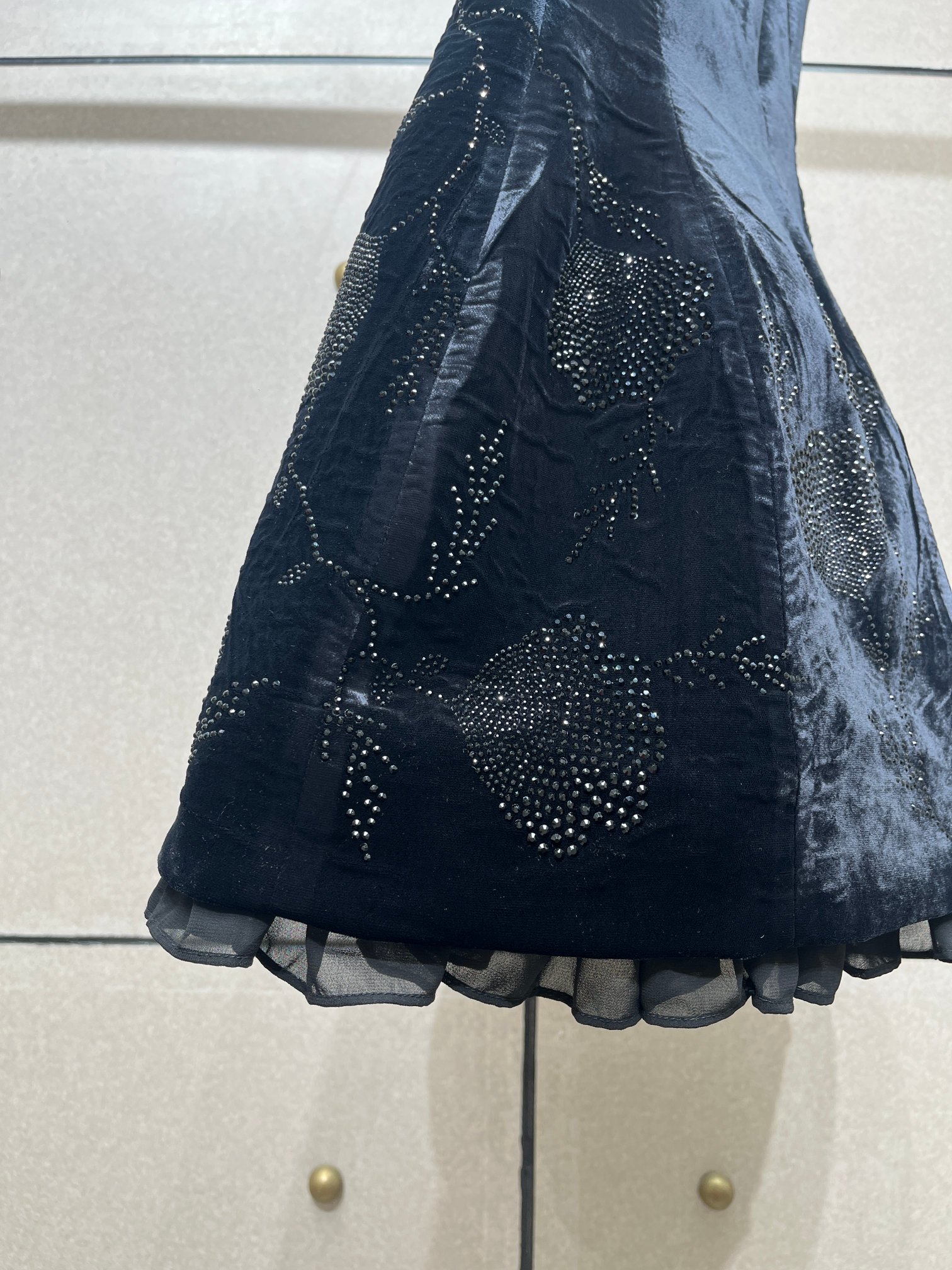 ❤️丝绒绑带烫钻连衣裙！SML