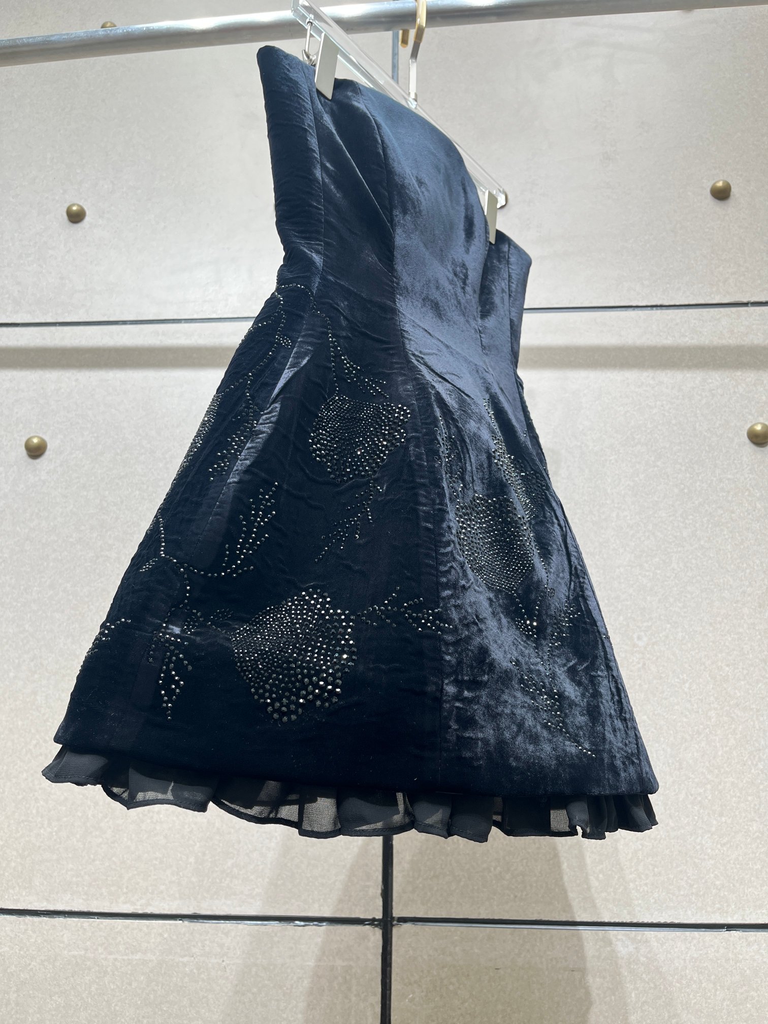 ❤️丝绒绑带烫钻连衣裙！SML