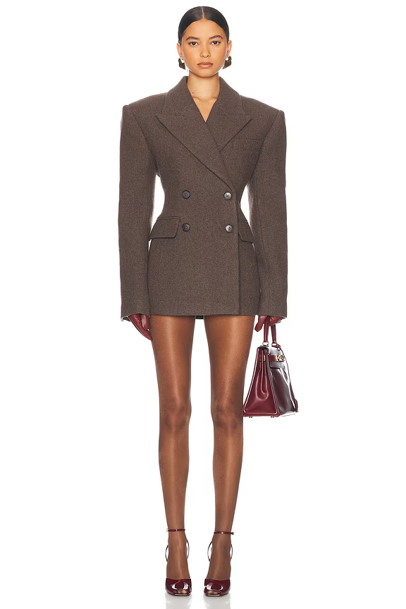 ❤️巧克力色羊毛呢西装外套！羊毛 SML