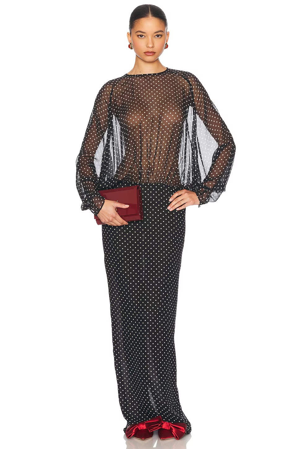 NO:565380,Polka dot slightly see-through dress!  SML,,skirts,alexander wang19860909圆点微透连衣裙！SML,,skirts,alexander wang,Women's clothing