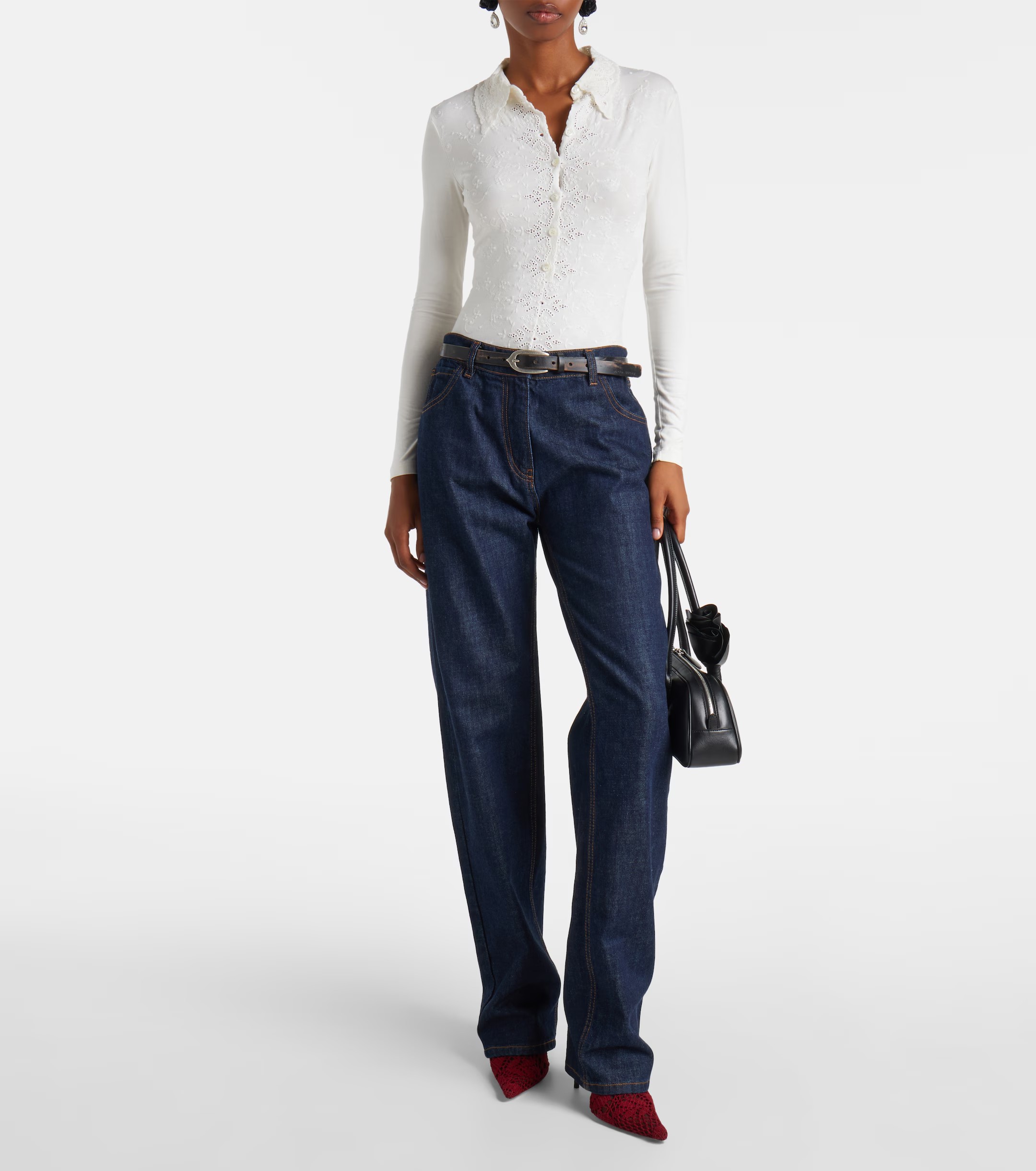 ❤️magda 翻领刺绣连体衣！三色 SML