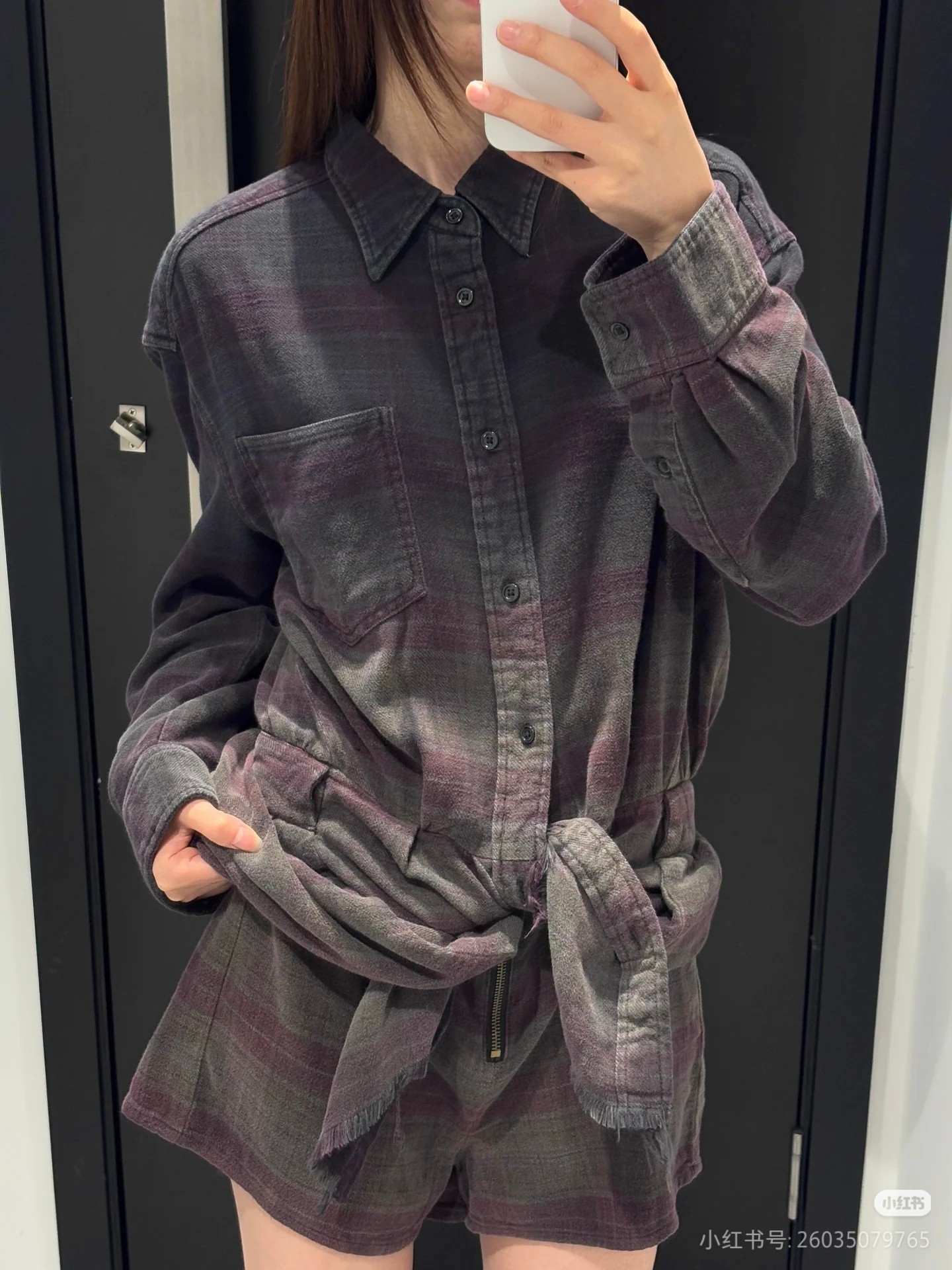 ❤️格子磨毛洗水连体短裤上衣！棉