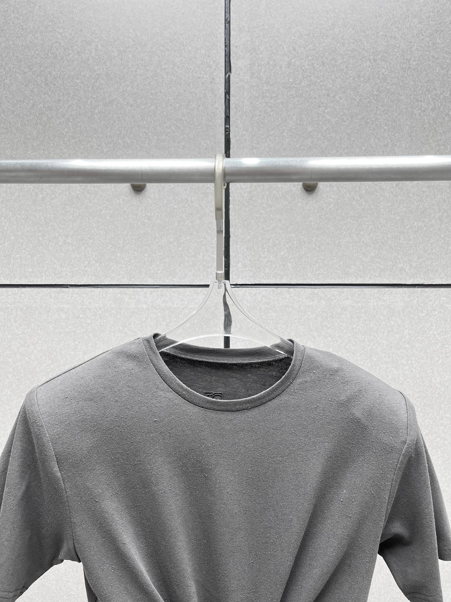 ♥️打结纽花垫肩T恤！蚕丝亚麻混纺，染色洗水做旧效果 SML