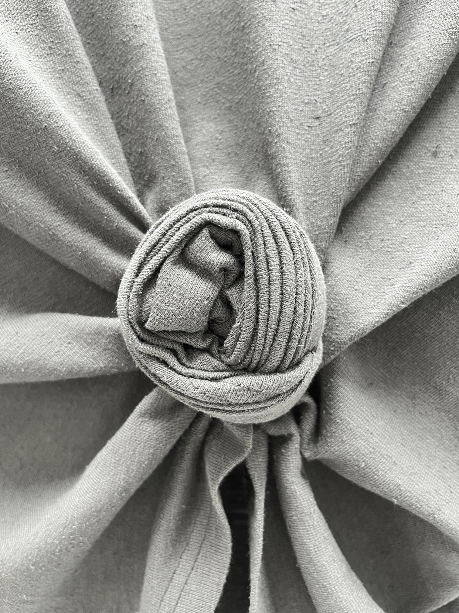 ♥️打结纽花垫肩T恤！蚕丝亚麻混纺，染色洗水做旧效果 SML