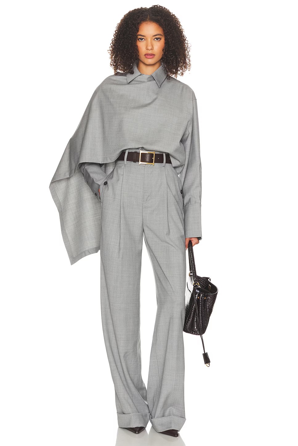 ❤️折脚高腰阔腿西裤！SML