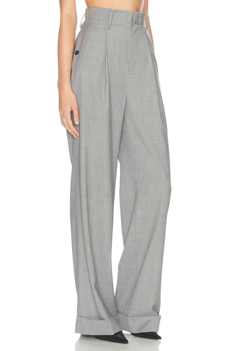 ❤️折脚高腰阔腿西裤！SML