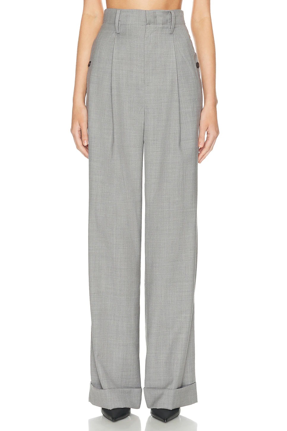 NO:606133,Tucked high-waisted wide-leg trousers!  SML,,alexander wang19860909折脚高腰阔腿西裤！SML,,alexander wang,Women's clothing