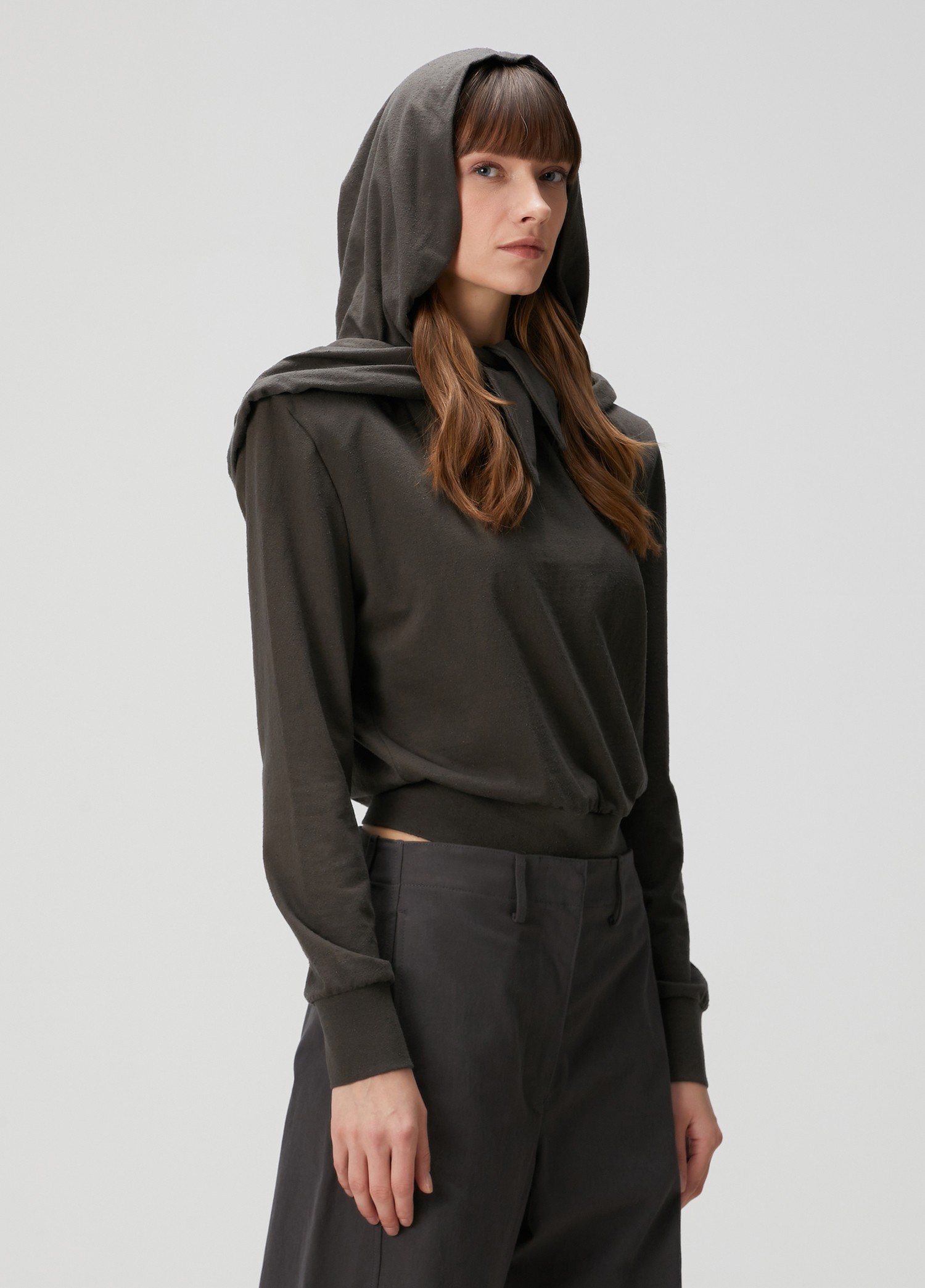 ❤️连帽垫肩卫衣！蚕丝亚麻混纺，染色洗水做旧效果 SML