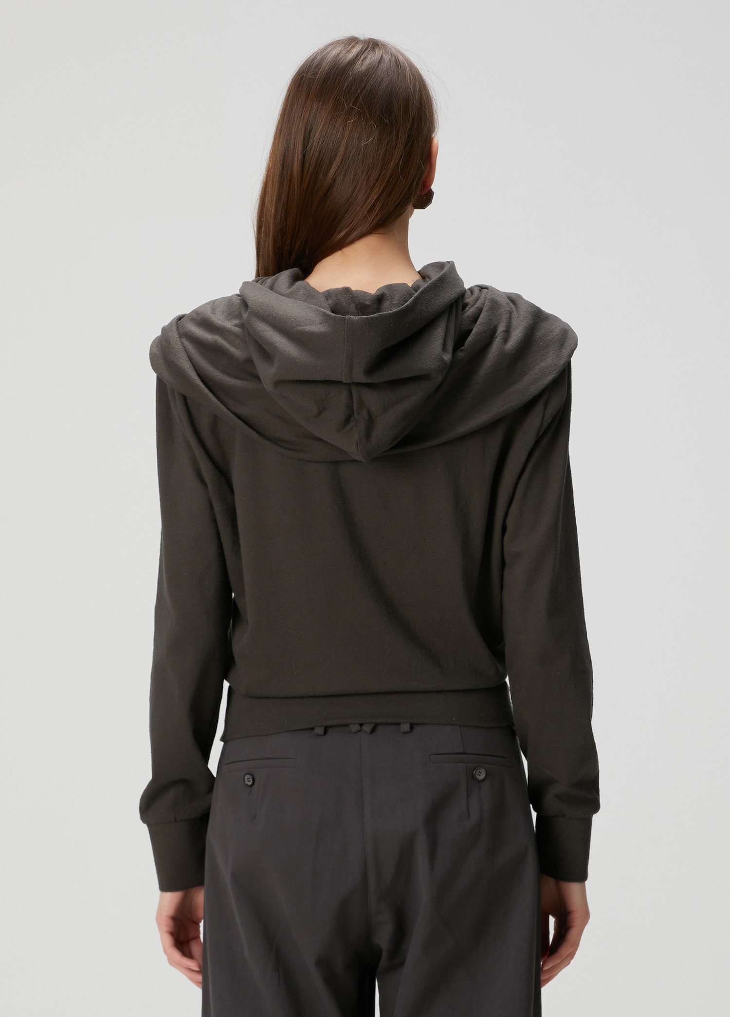 ❤️连帽垫肩卫衣！蚕丝亚麻混纺，染色洗水做旧效果 SML