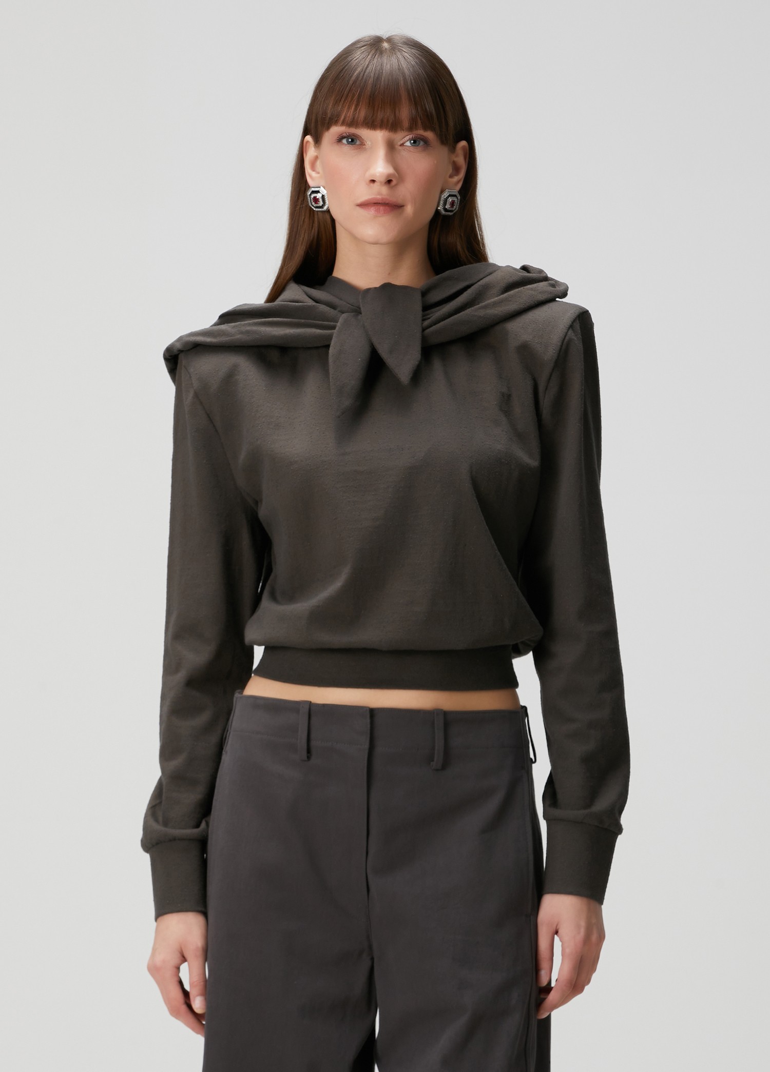 ❤️连帽垫肩卫衣！蚕丝亚麻混纺，染色洗水做旧效果 SML